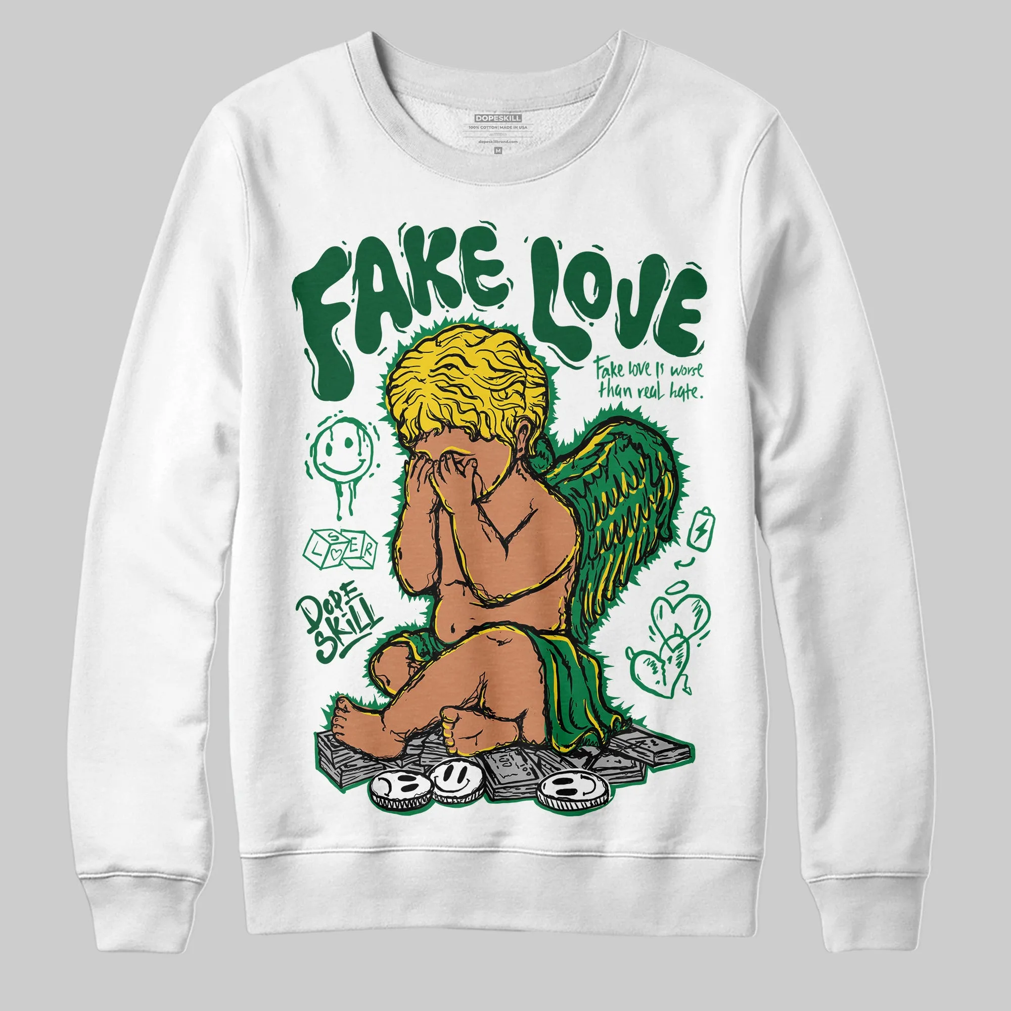 Green Collection DopeSkill Sweatshirt False Love Graphic sold by DopeSkill