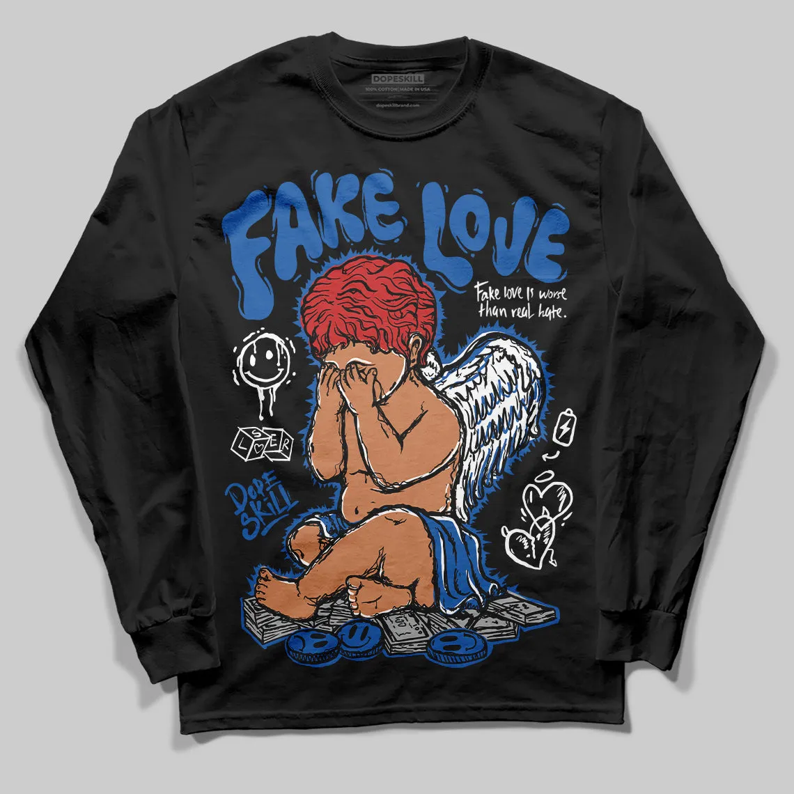 Blueberry 12s DopeSkill Long Sleeve T-Shirt False Love Graphic sold by DopeSkill