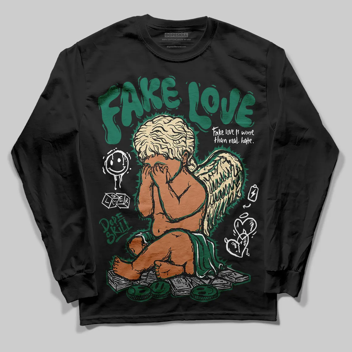 Oxidized Green 4s DopeSkill Long Sleeve T-Shirt False Love Graphic sold by DopeSkill product image thumbnail 2