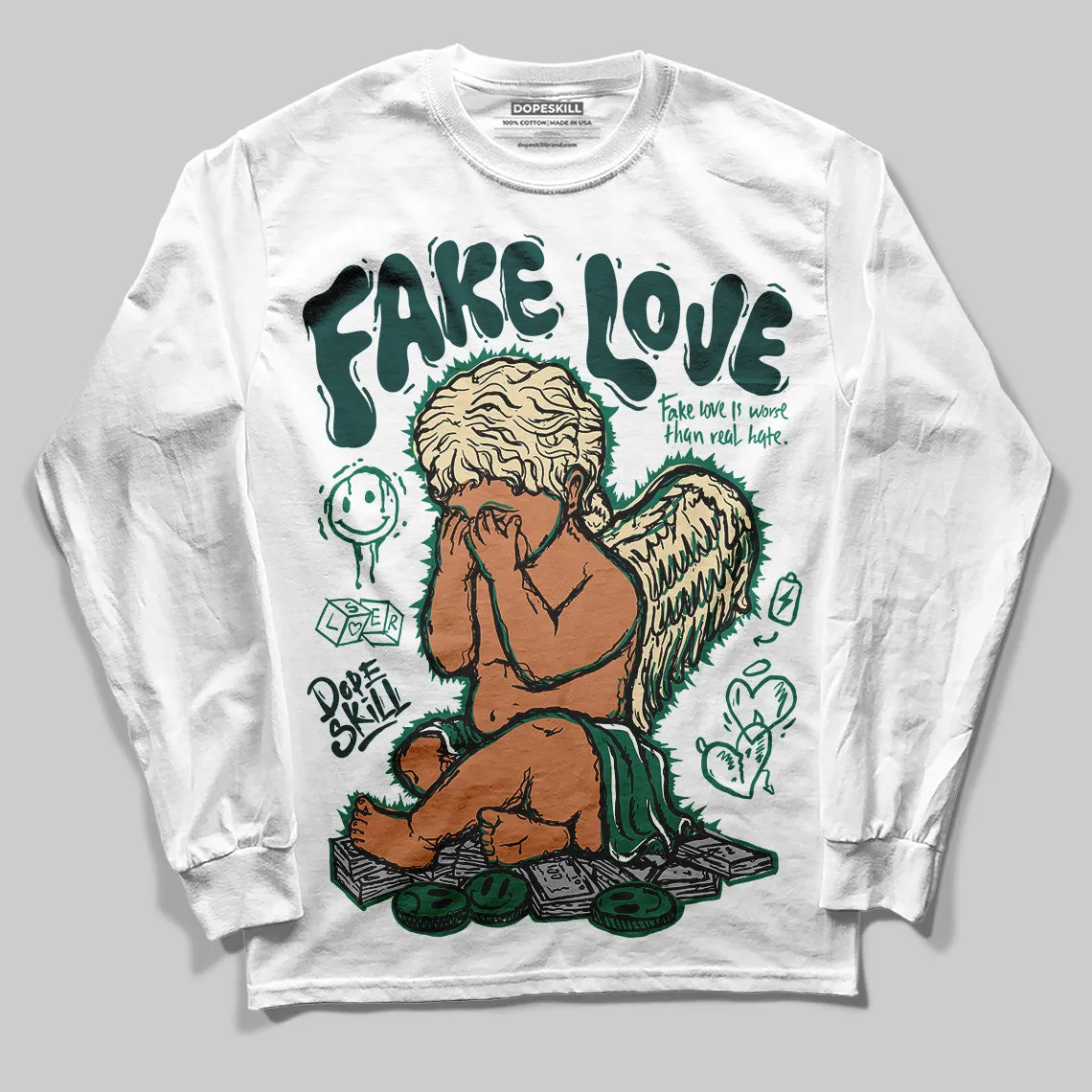 Oxidized Green 4s DopeSkill Long Sleeve T-Shirt False Love Graphic sold by DopeSkill