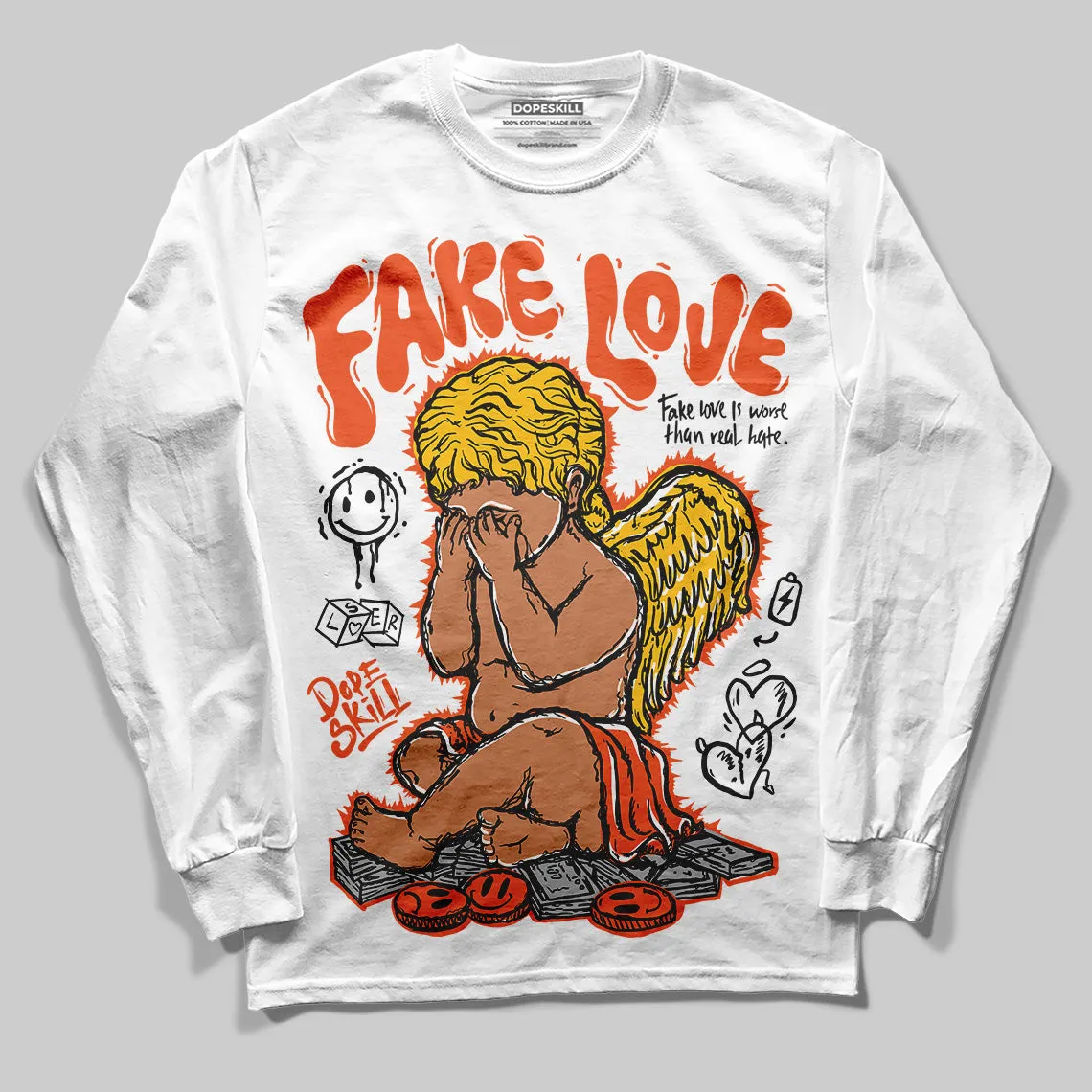 Orange Milk DopeSkill Long Sleeve T-Shirt False Love Graphic sold by DopeSkill