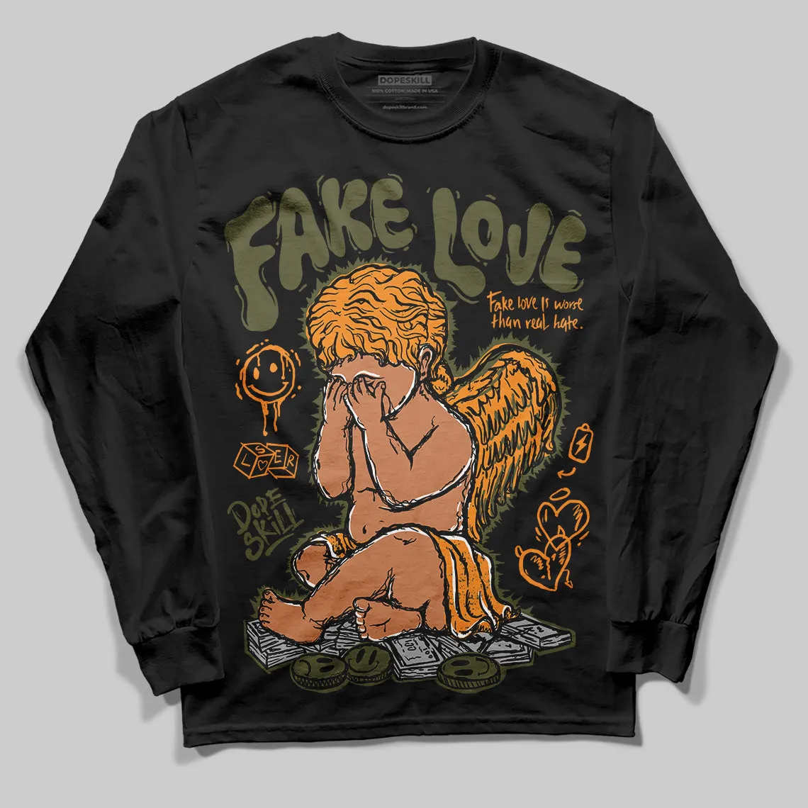 Olive 5s DopeSkill Long Sleeve T-Shirt False Love Graphic sold by DopeSkill product image thumbnail 2
