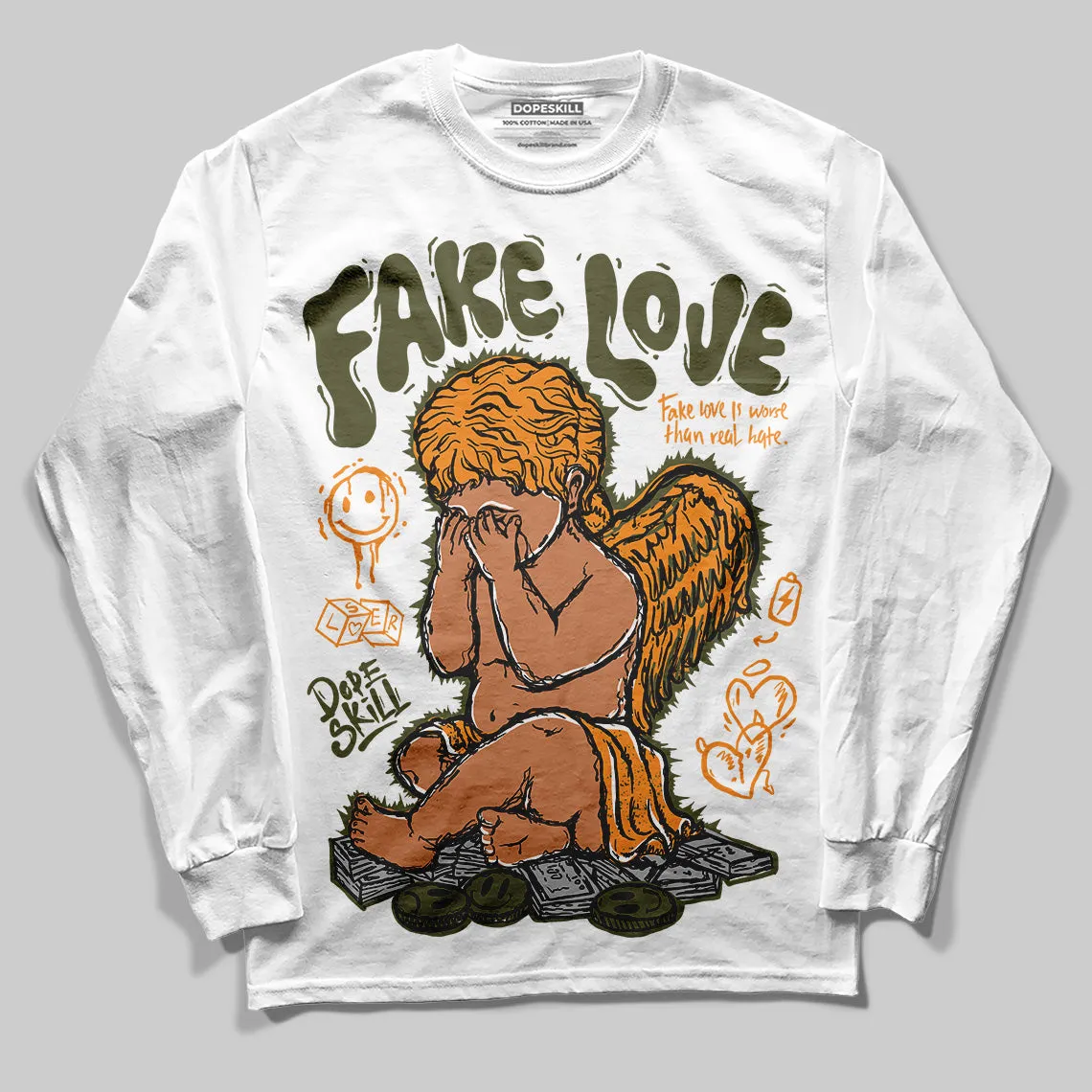 Olive 5s DopeSkill Long Sleeve T-Shirt False Love Graphic sold by DopeSkill
