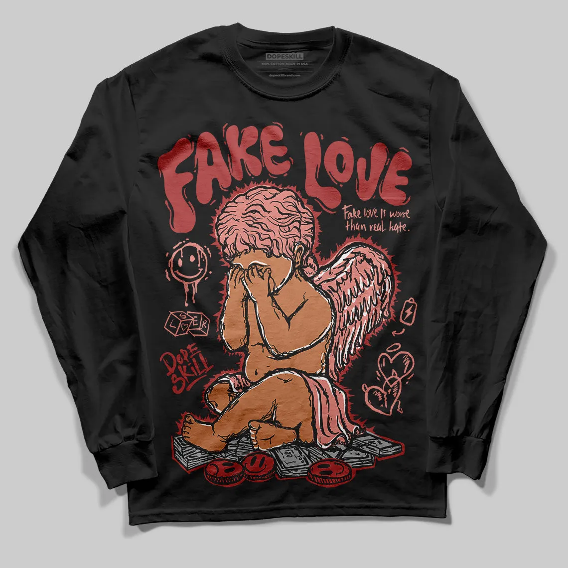 Dune Red 13s DopeSkill Long Sleeve T-Shirt False Love Graphic sold by DopeSkill product image thumbnail 2