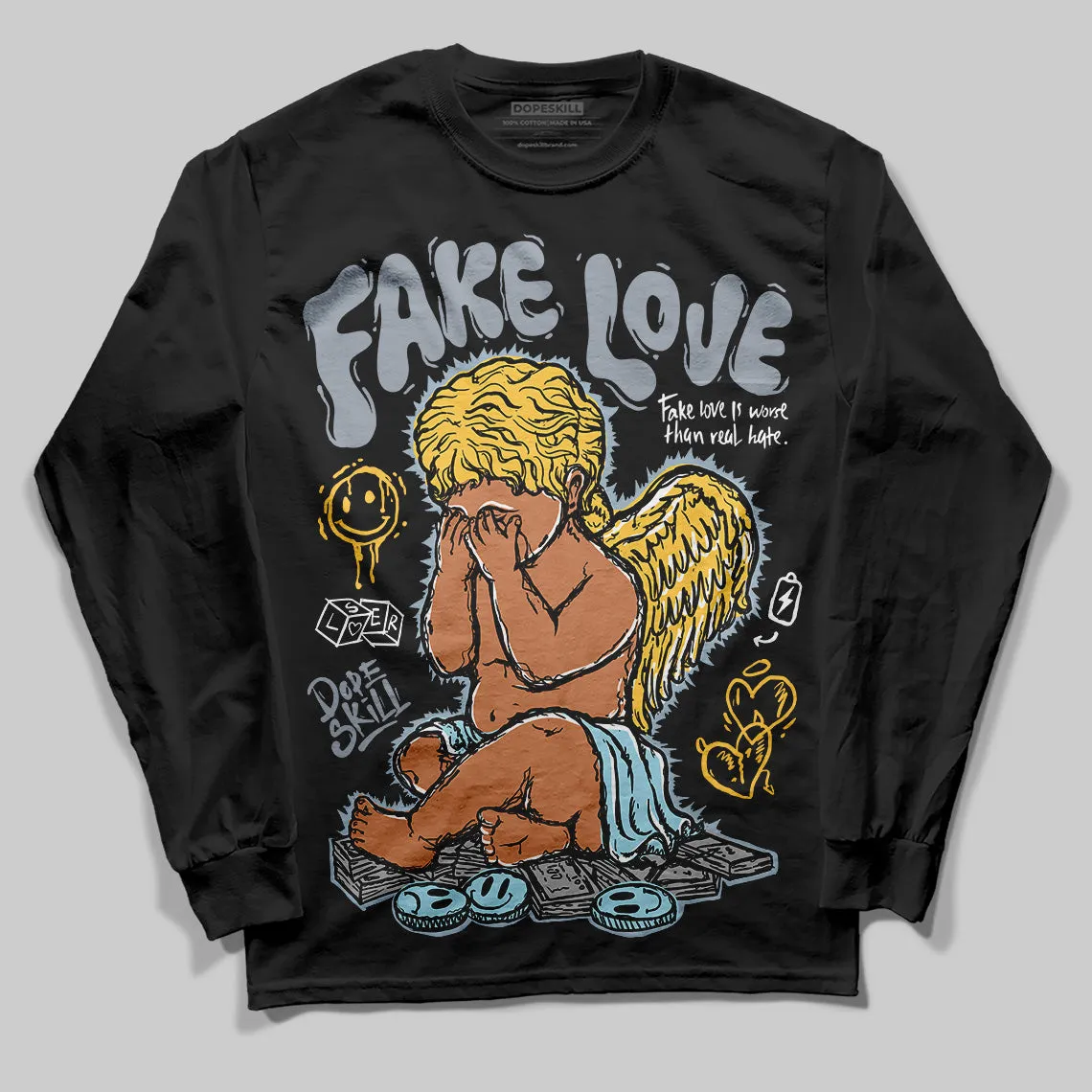 Blue Grey 13s DopeSkill Long Sleeve T-Shirt False Love Graphic sold by DopeSkill product image thumbnail 2