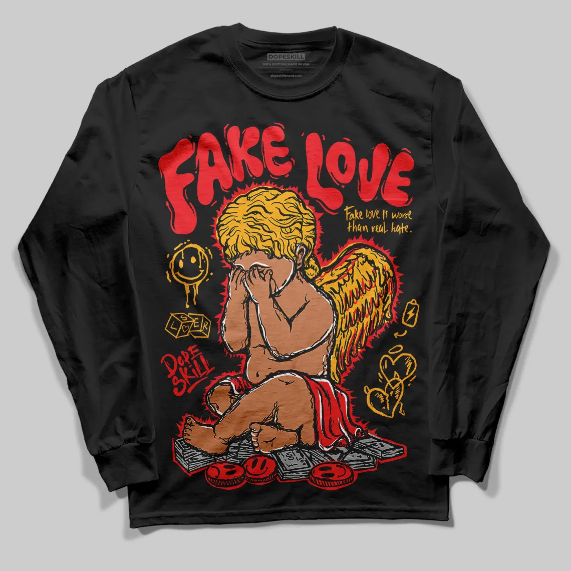 Red Collection DopeSkill Long Sleeve T-Shirt False Love Graphic sold by DopeSkill