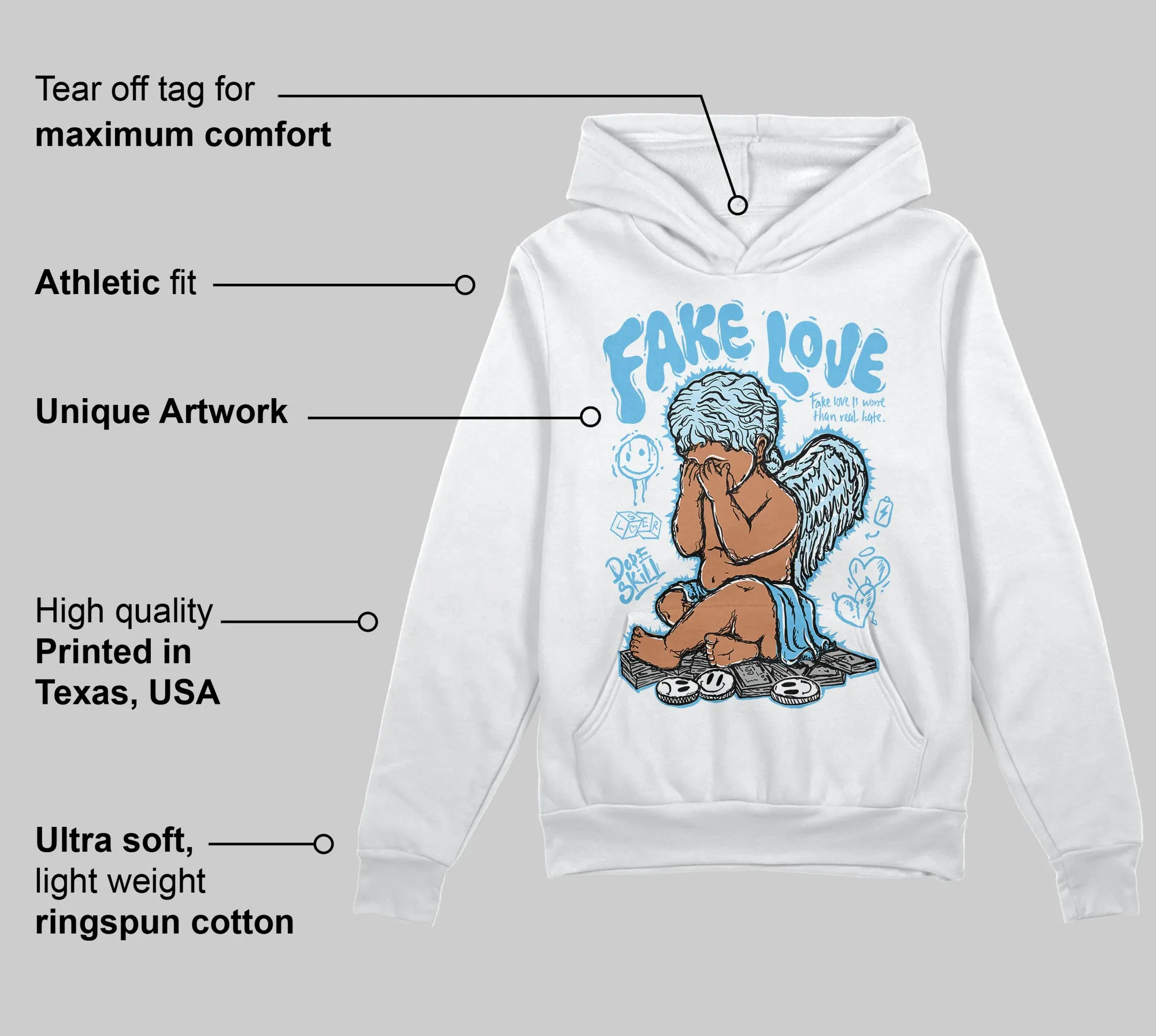 Legend Blue 11s DopeSkill Hoodie Sweatshirt False Love Graphic sold by DopeSkill product image thumbnail 3