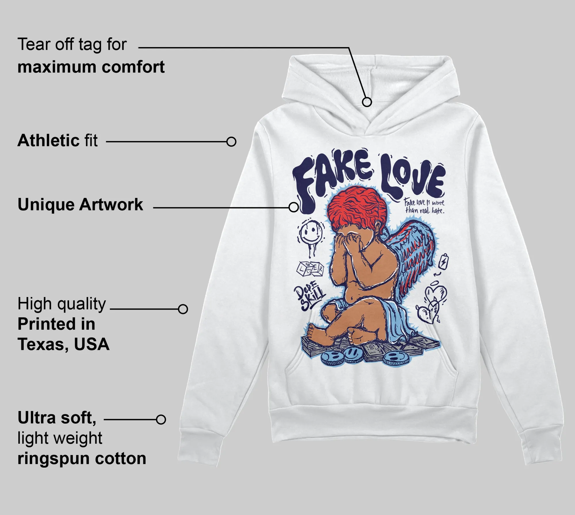 University Blue Collection DopeSkill Hoodie Sweatshirt False Love Graphic sold by DopeSkill product image thumbnail 3