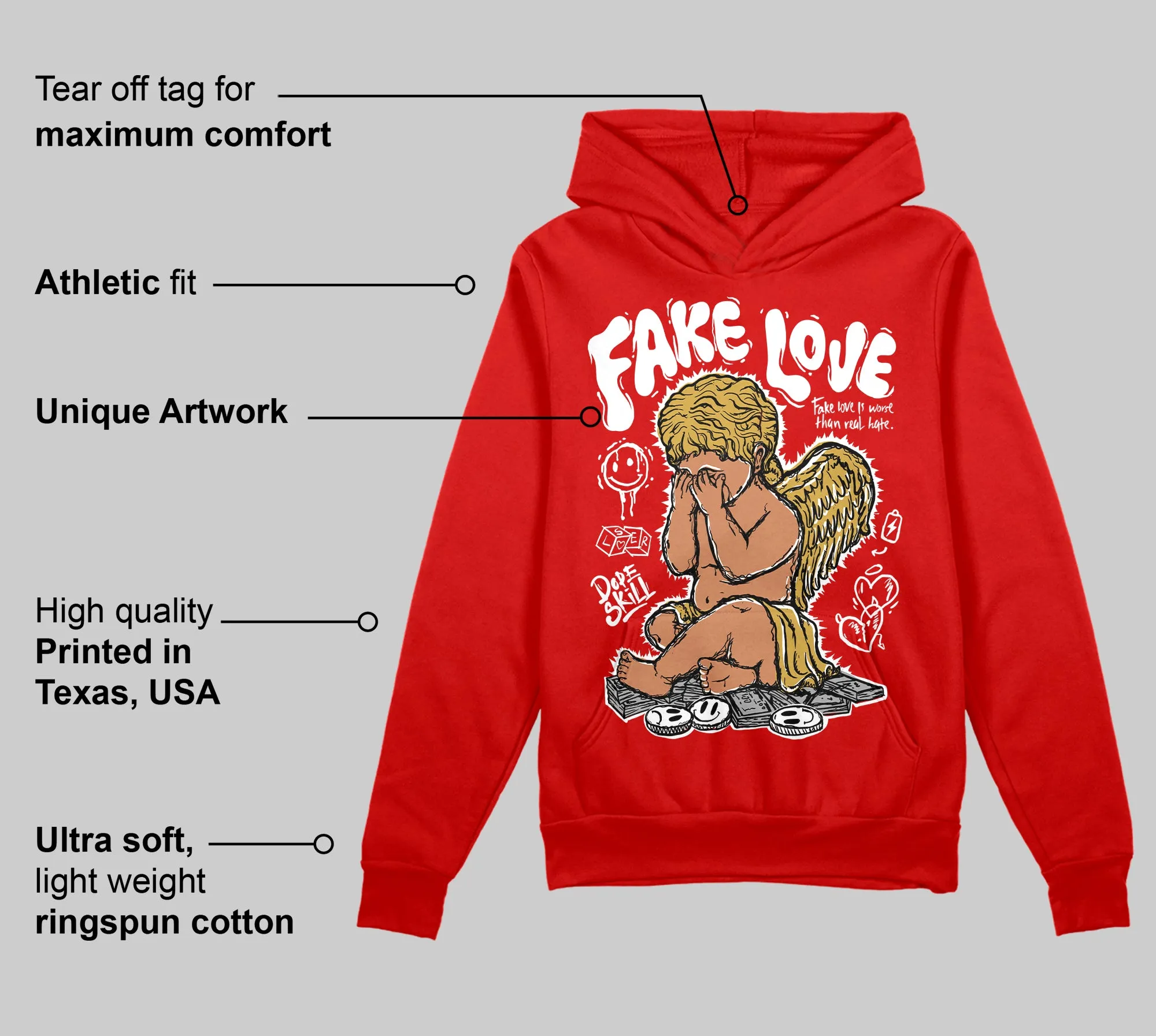 Red Collection DopeSkill Red Hoodie Sweatshirt False Love Graphic sold by DopeSkill product image thumbnail 2