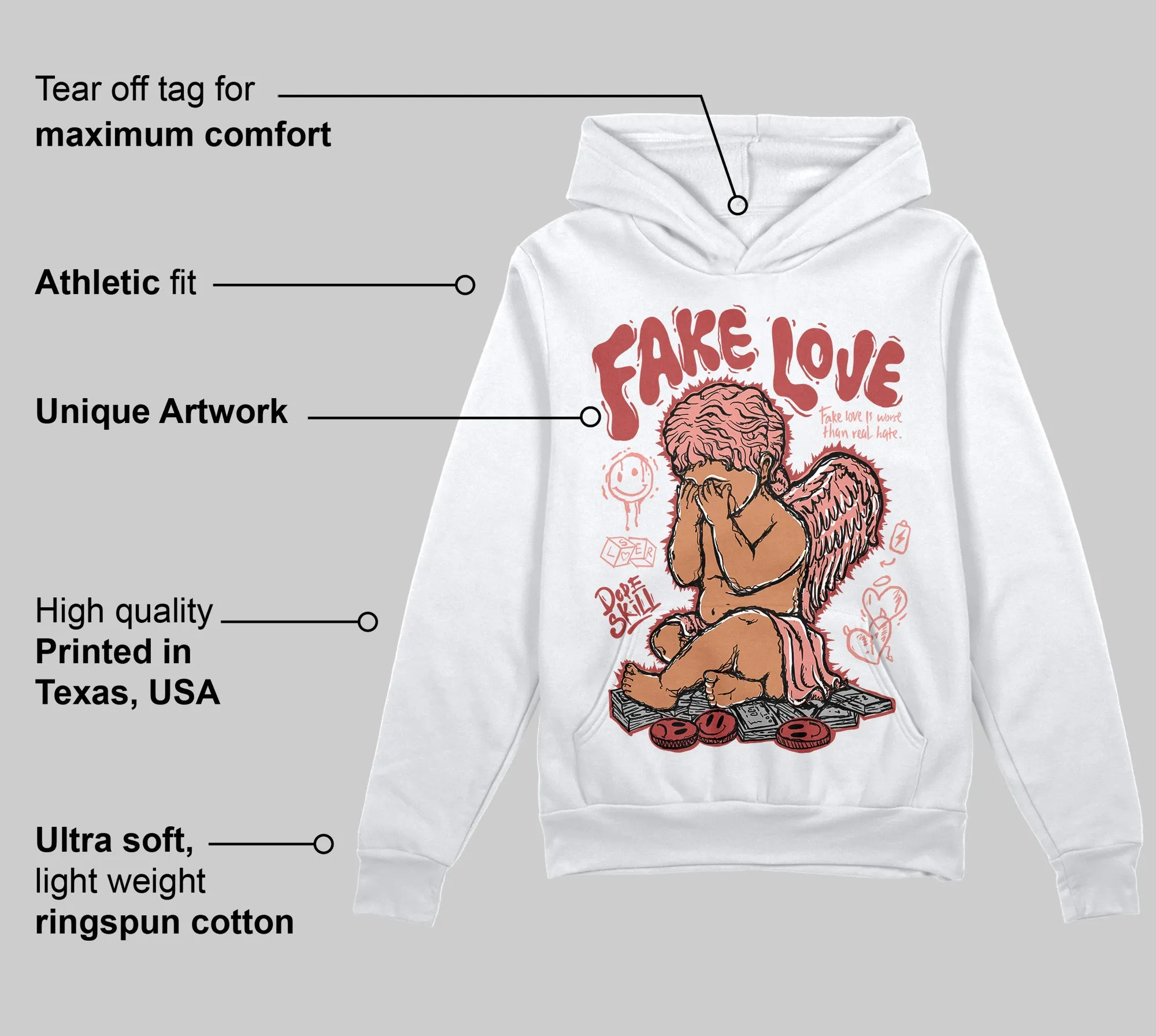 Dune Red 13s DopeSkill Hoodie Sweatshirt False Love Graphic sold by DopeSkill product image thumbnail 3