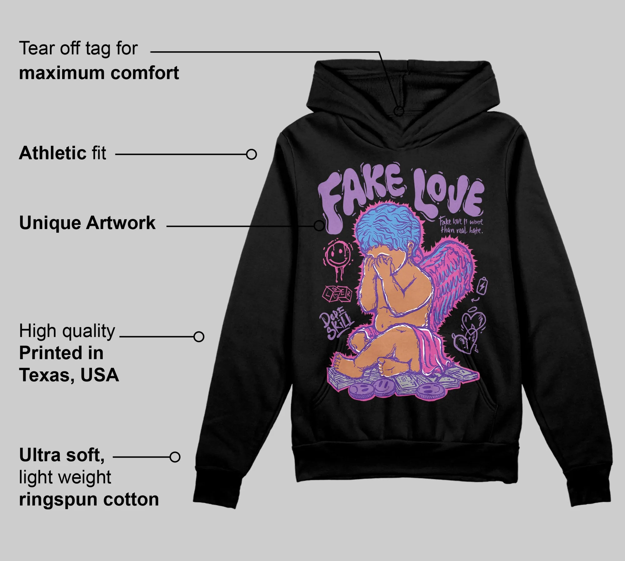 PURPLE Collection DopeSkill Hoodie Sweatshirt False Love Graphic sold by DopeSkill product image thumbnail 3