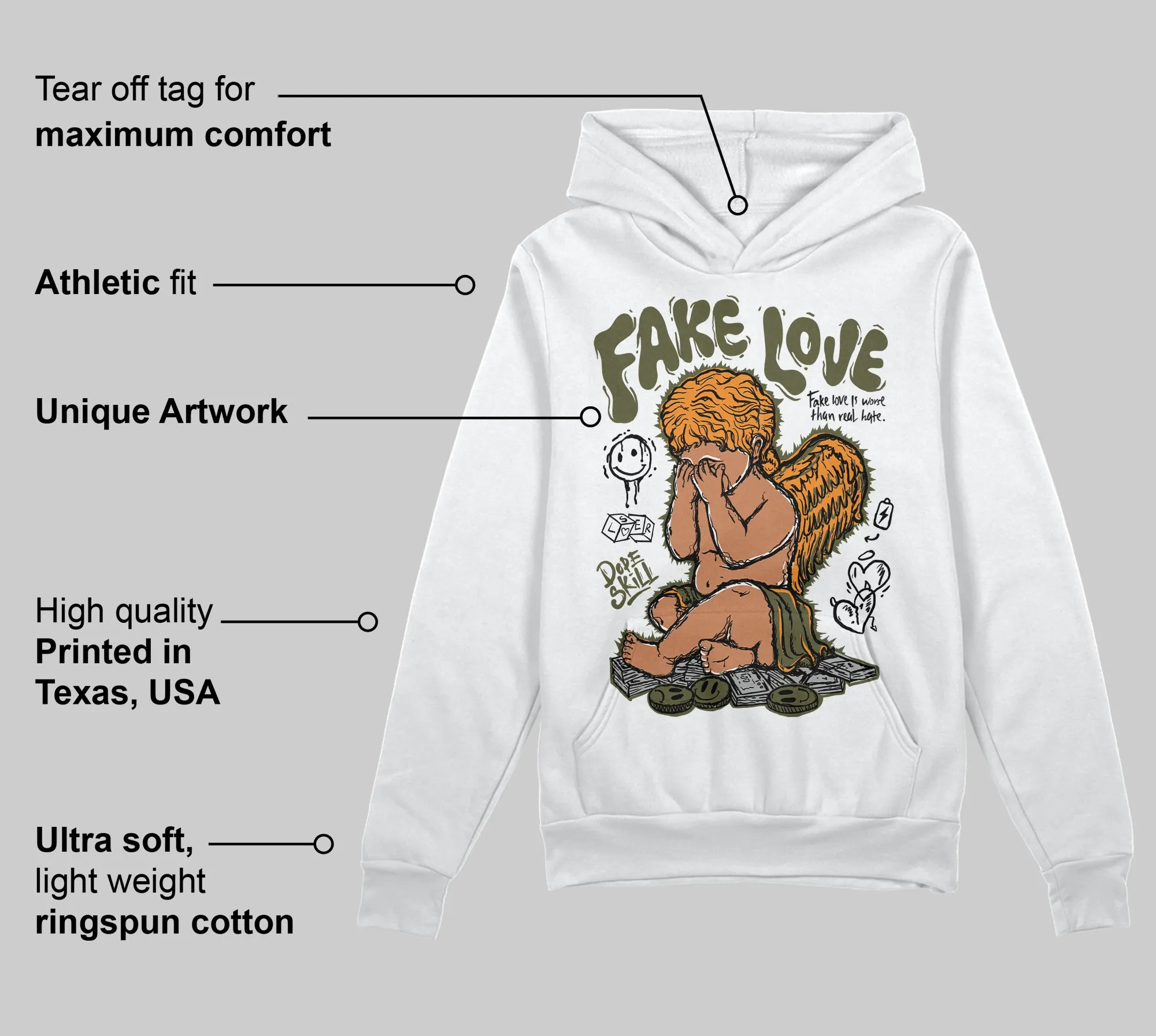 Olive Collection DopeSkill Hoodie Sweatshirt False Love Graphic sold by DopeSkill product image thumbnail 3