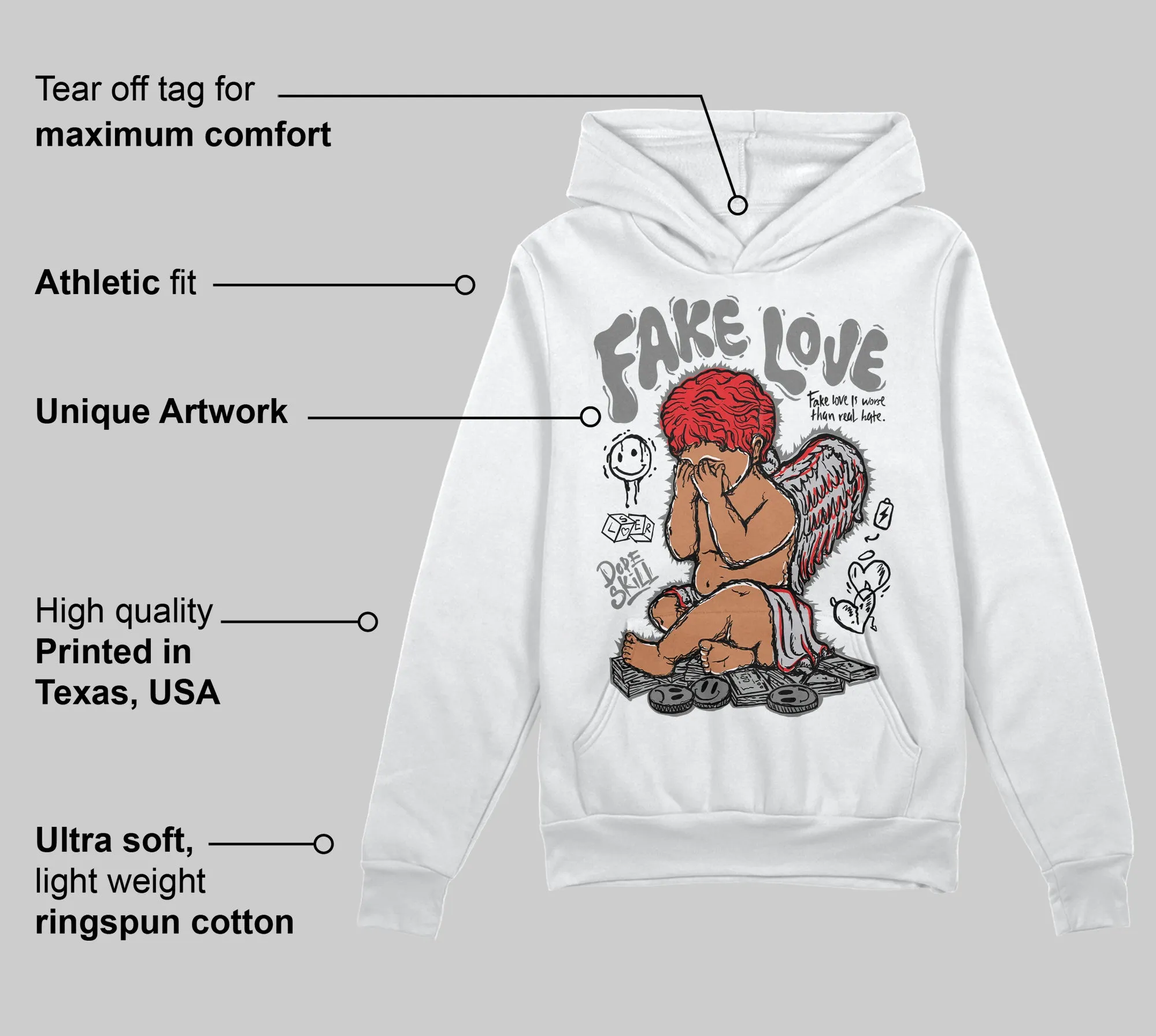 Grey Collection DopeSkill Hoodie Sweatshirt False Love Graphic sold by DopeSkill product image thumbnail 3