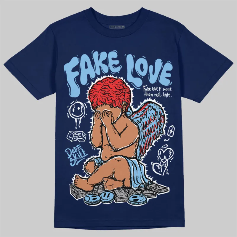 University Blue Collection DopeSkill Navy T-shirt False Love Graphic sold by DopeSkill