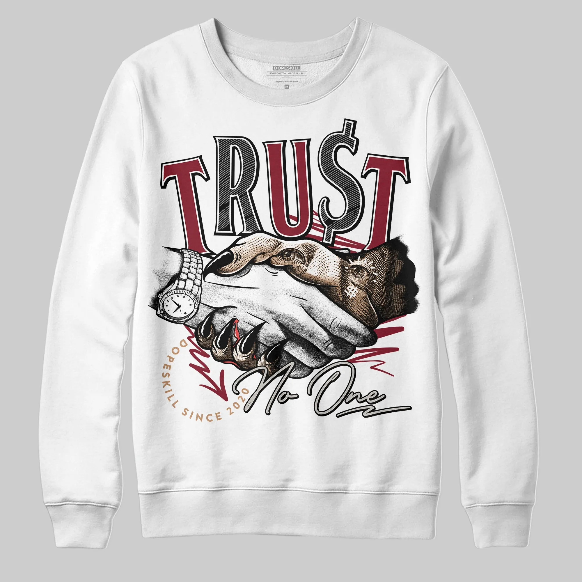 Samba OG Collegiate Burgundy DopeSkill Sweatshirt Trust No One Graphic sold by DopeSkill