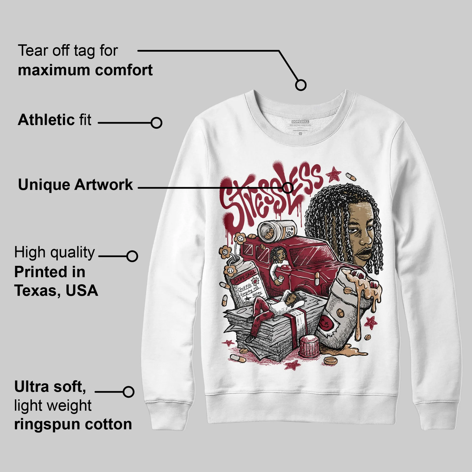 Samba OG Collegiate Burgundy DopeSkill Sweatshirt Stressless Graphic sold by DopeSkill product image thumbnail 3