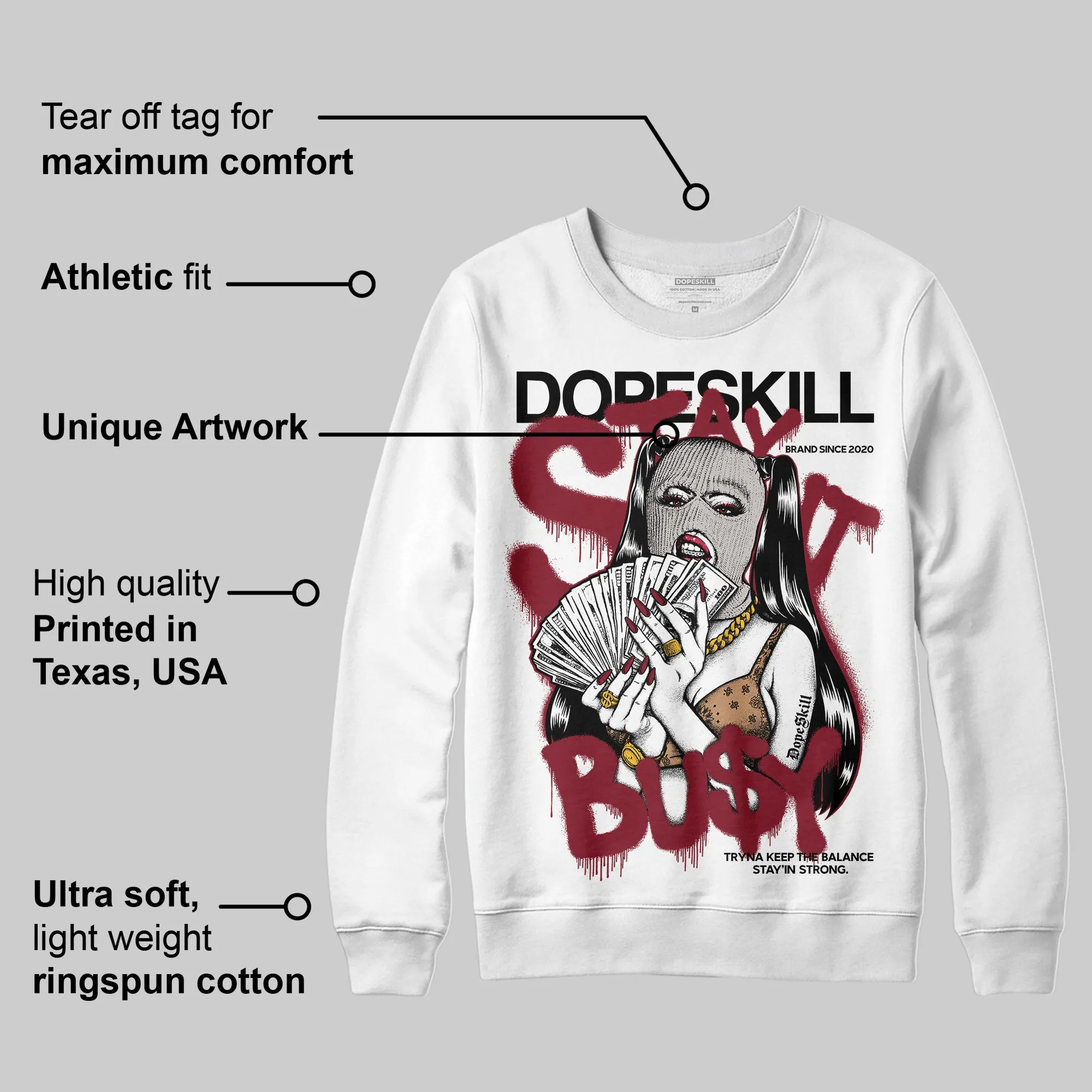 Samba OG Collegiate Burgundy DopeSkill Sweatshirt Stay It Busy Graphic sold by DopeSkill product image thumbnail 3