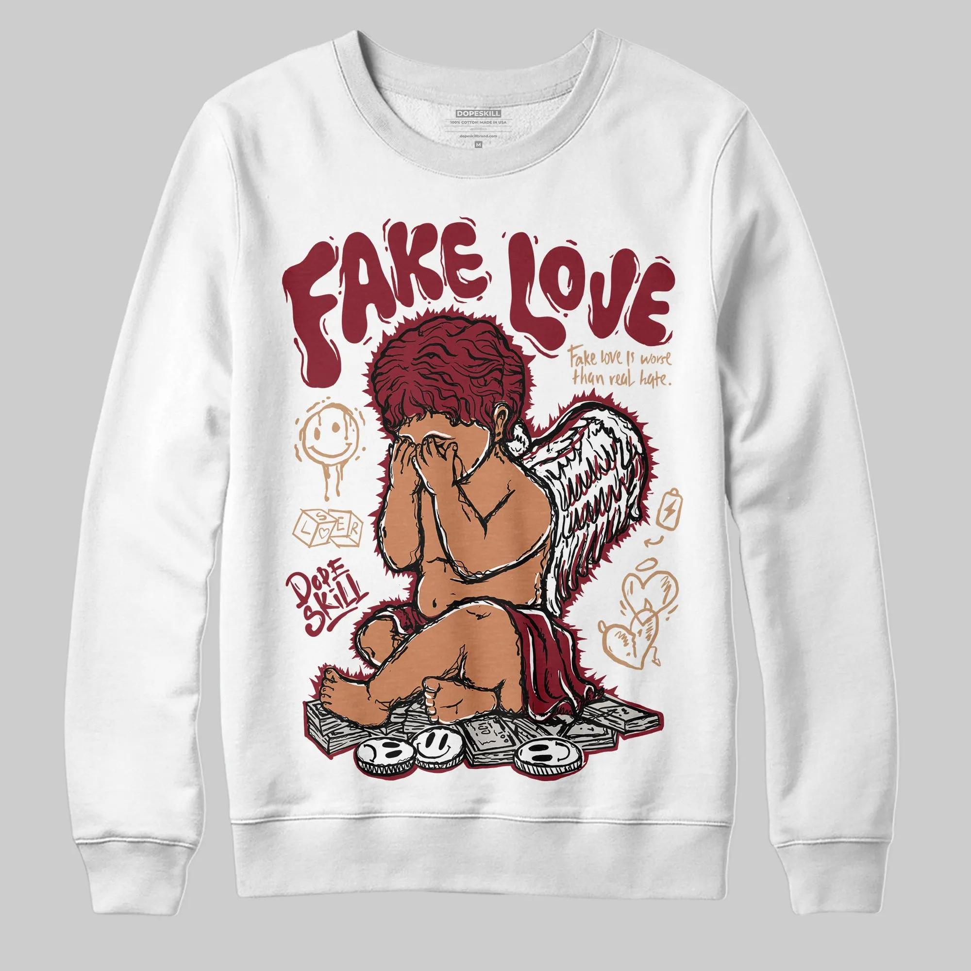 Samba OG Collegiate Burgundy DopeSkill Sweatshirt False Love Graphic sold by DopeSkill