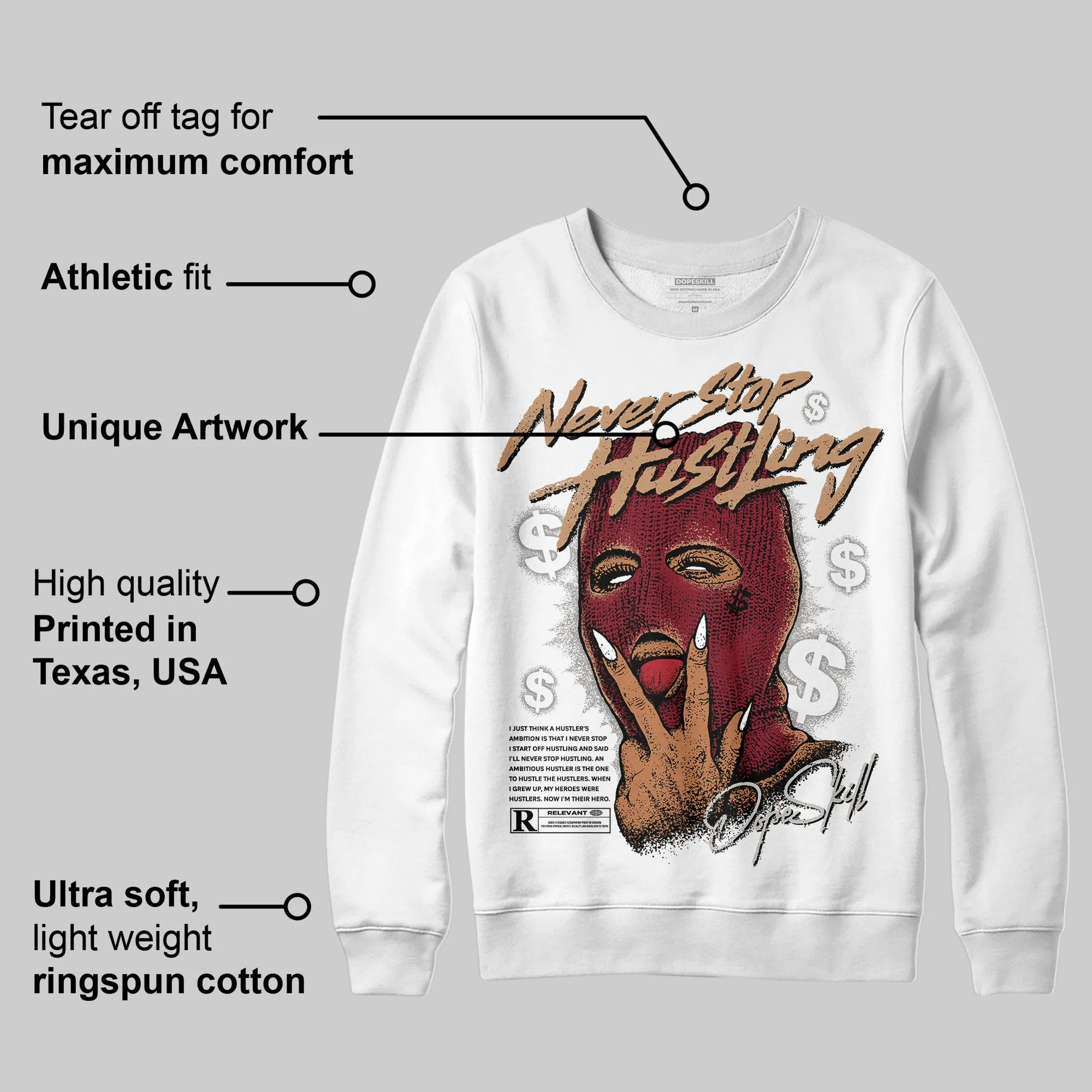 Samba OG Collegiate Burgundy DopeSkill Sweatshirt Never Stop Hustling Graphic sold by DopeSkill product image thumbnail 3