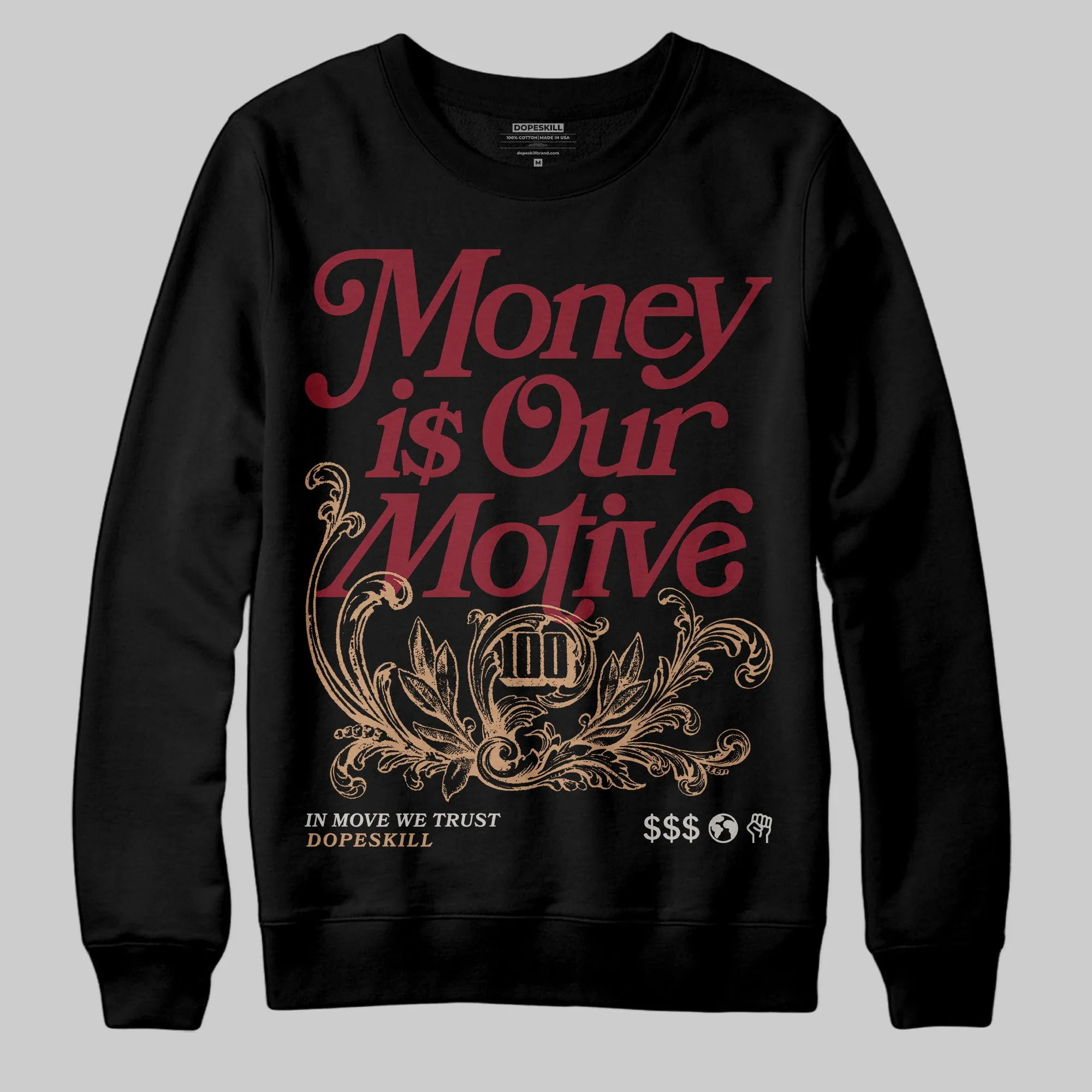 Samba OG Collegiate Burgundy DopeSkill Sweatshirt Money Is Our Motive Typo Graphic sold by DopeSkill product image thumbnail 2
