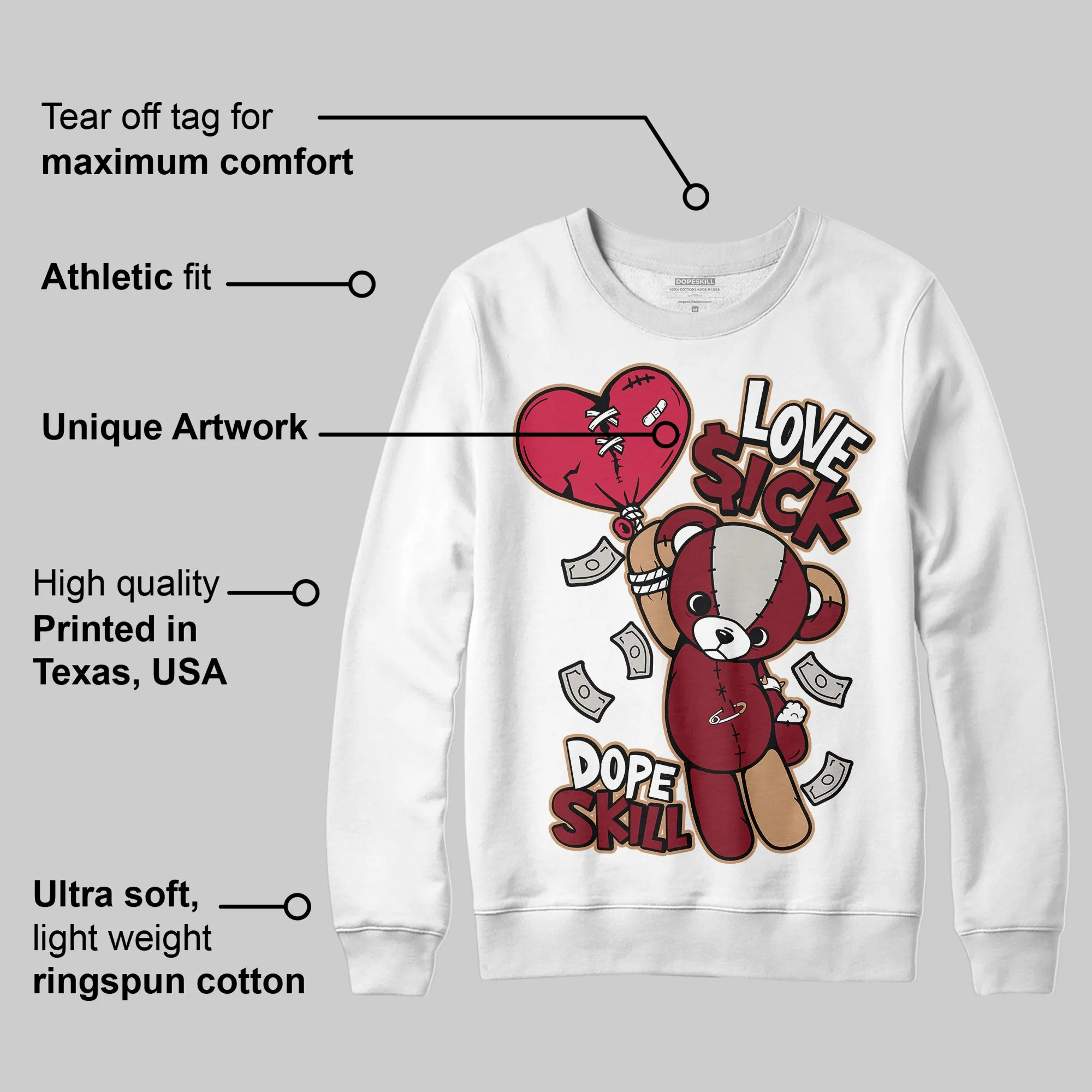 Samba OG Collegiate Burgundy DopeSkill Sweatshirt Love Sick Graphic sold by DopeSkill product image thumbnail 3