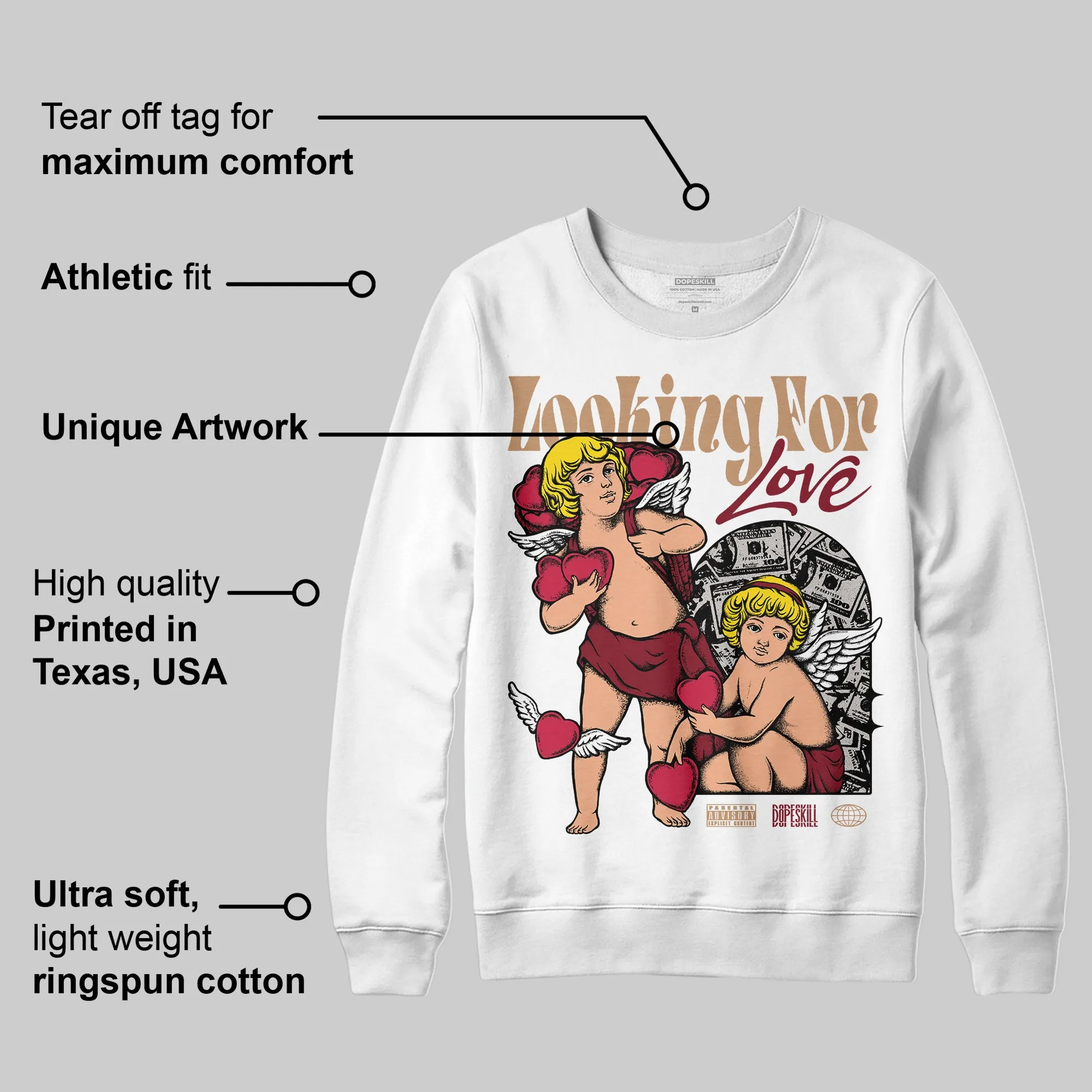 Samba OG Collegiate Burgundy DopeSkill Sweatshirt Looking For Love Graphic sold by DopeSkill product image thumbnail 3