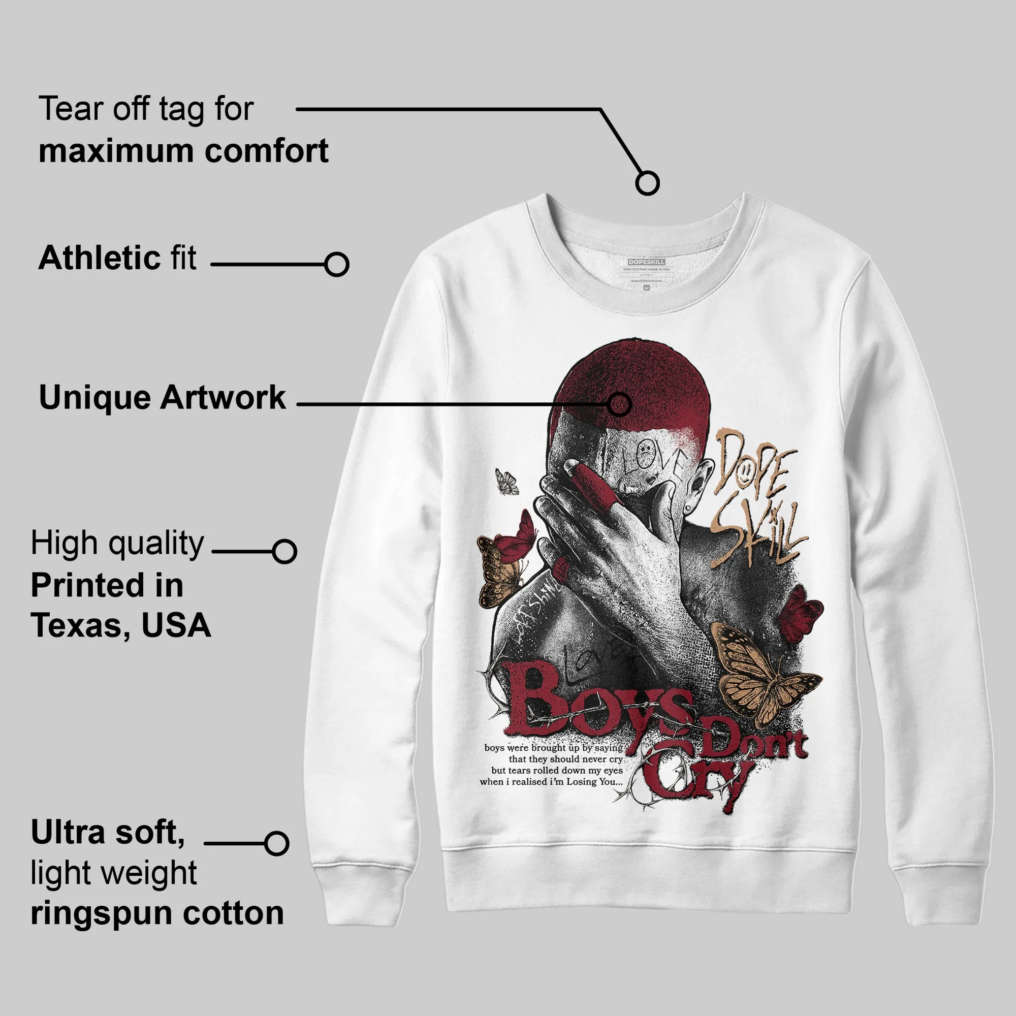 Samba OG Collegiate Burgundy DopeSkill Sweatshirt Boys Don't Cry Graphic sold by DopeSkill product image thumbnail 3