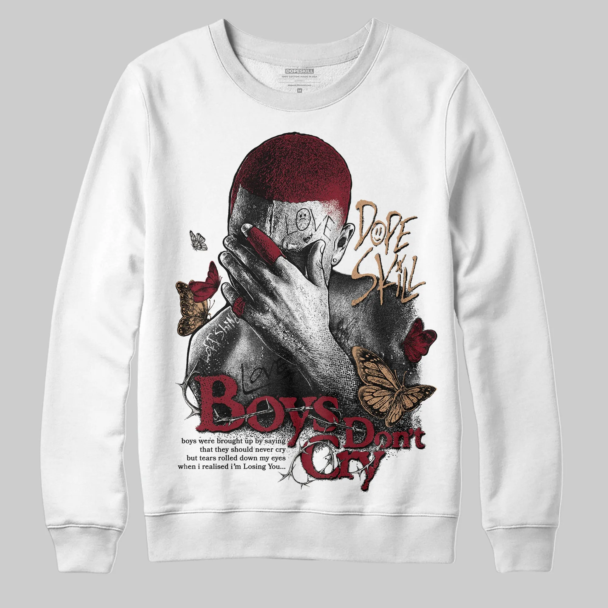 Samba OG Collegiate Burgundy DopeSkill Sweatshirt Boys Don't Cry Graphic sold by DopeSkill