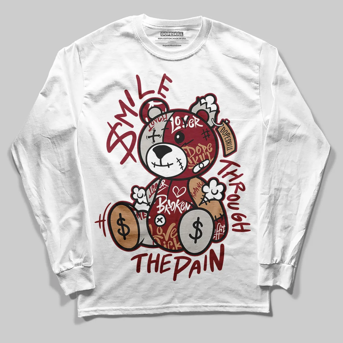 Samba OG Collegiate Burgundy DopeSkill Long Sleeve T-Shirt Smile Through The Pain Graphic sold by DopeSkill
