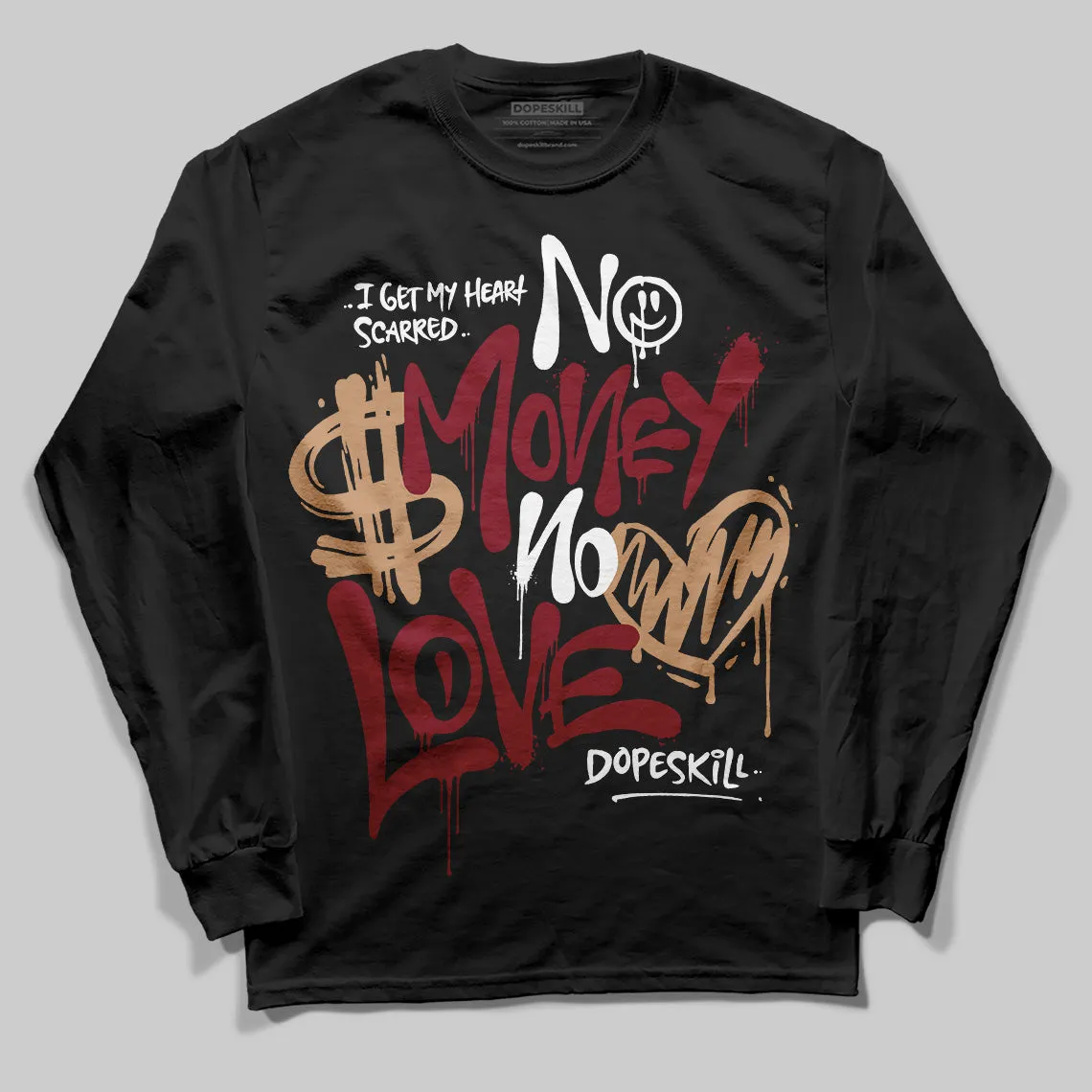 Samba OG Collegiate Burgundy DopeSkill Long Sleeve T-Shirt No Money No Love Typo Graphic sold by DopeSkill product image thumbnail 2