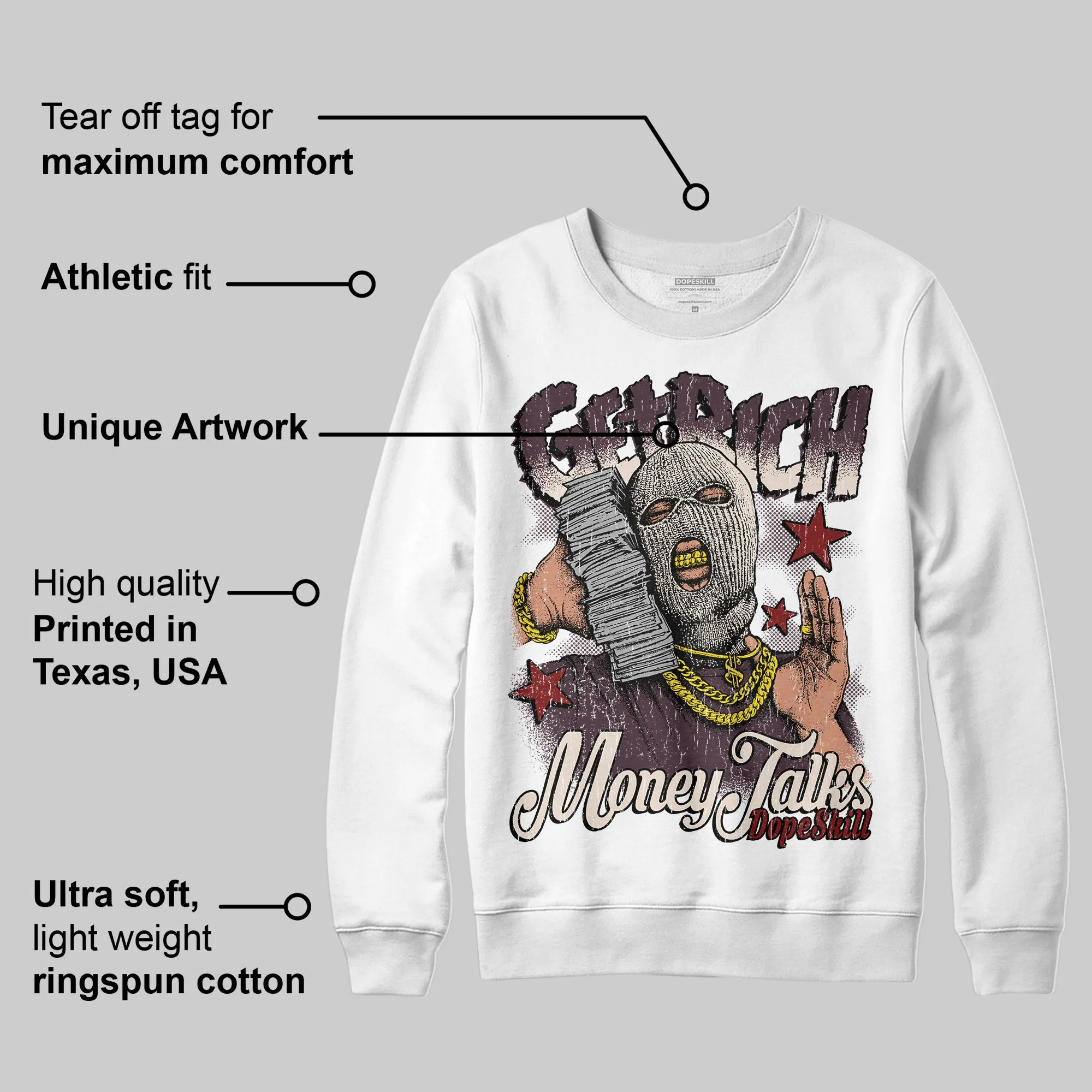 Samba OG Maroon Gold Metallic DopeSkill Sweatshirt Get Rich Graphic sold by DopeSkill product image thumbnail 3