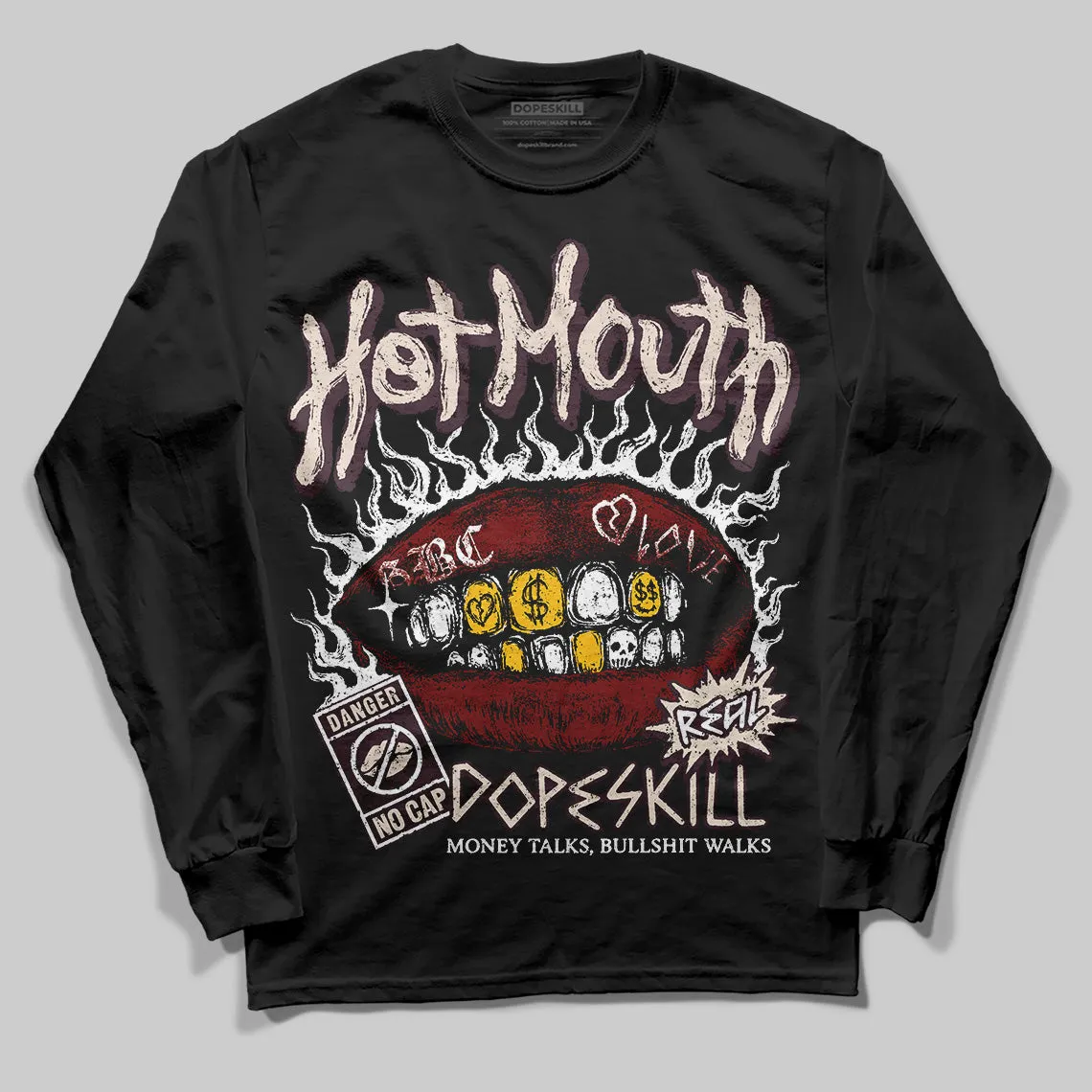 Samba OG Maroon Gold Metallic DopeSkill Long Sleeve T-Shirt Hot Mouth Graphic sold by DopeSkill product image thumbnail 2