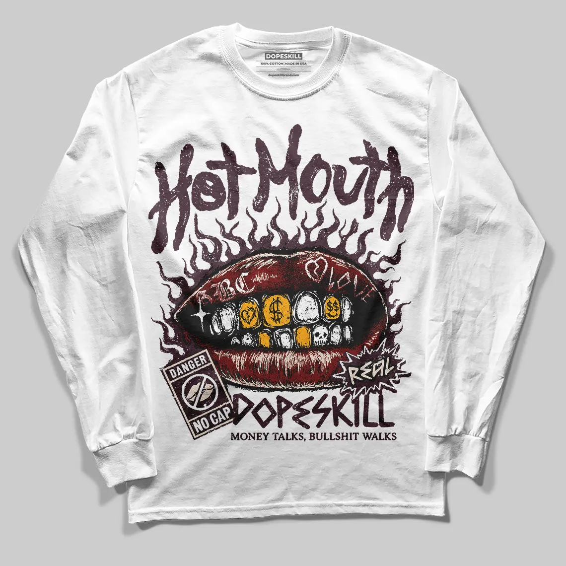 Samba OG Maroon Gold Metallic DopeSkill Long Sleeve T-Shirt Hot Mouth Graphic sold by DopeSkill