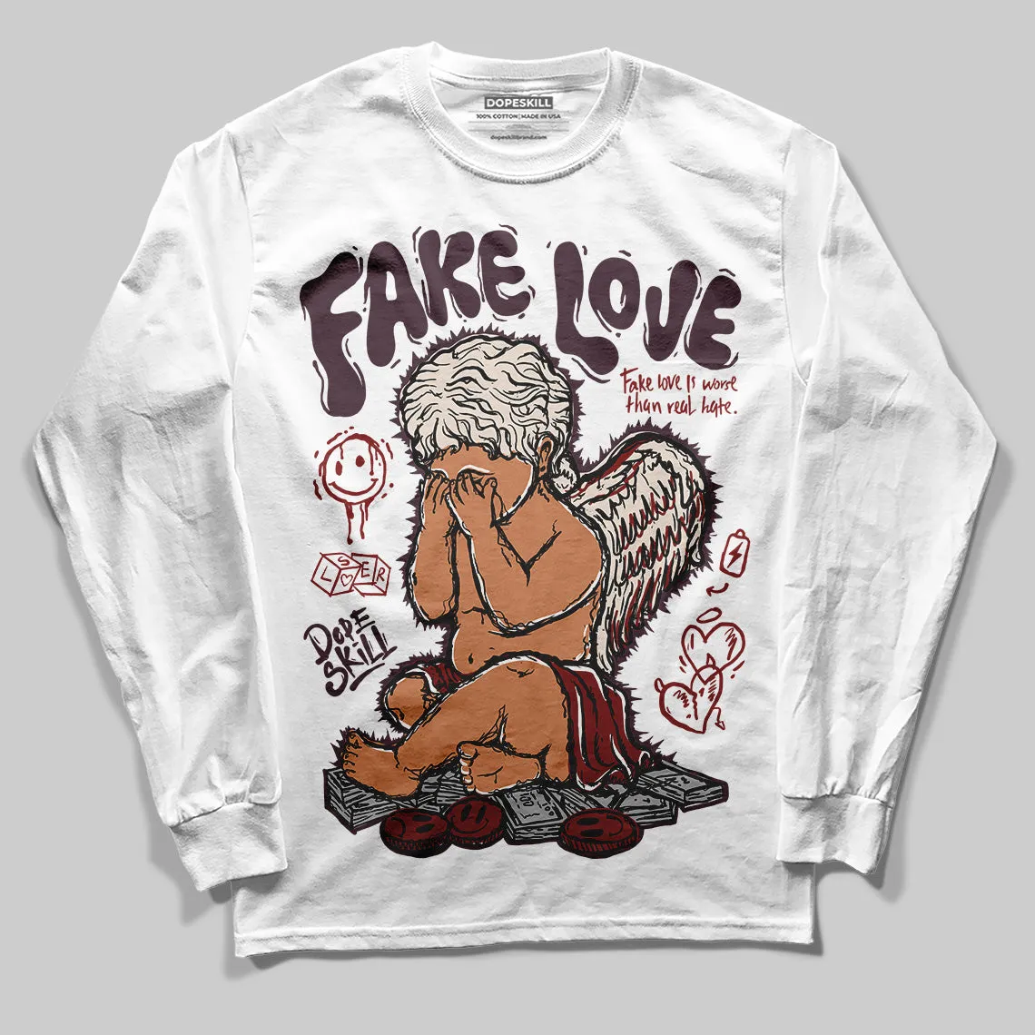 Samba OG Maroon Gold Metallic DopeSkill Long Sleeve T-Shirt False Love Graphic sold by DopeSkill