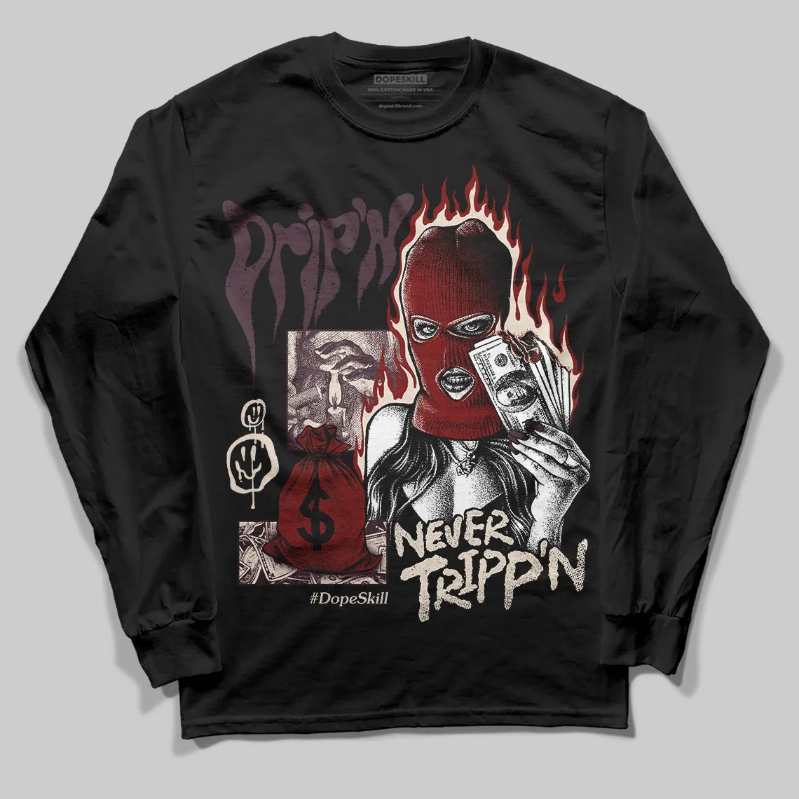 Samba OG Maroon Gold Metallic DopeSkill Long Sleeve T-Shirt Drip'n Never Tripp'n Graphic sold by DopeSkill product image thumbnail 2