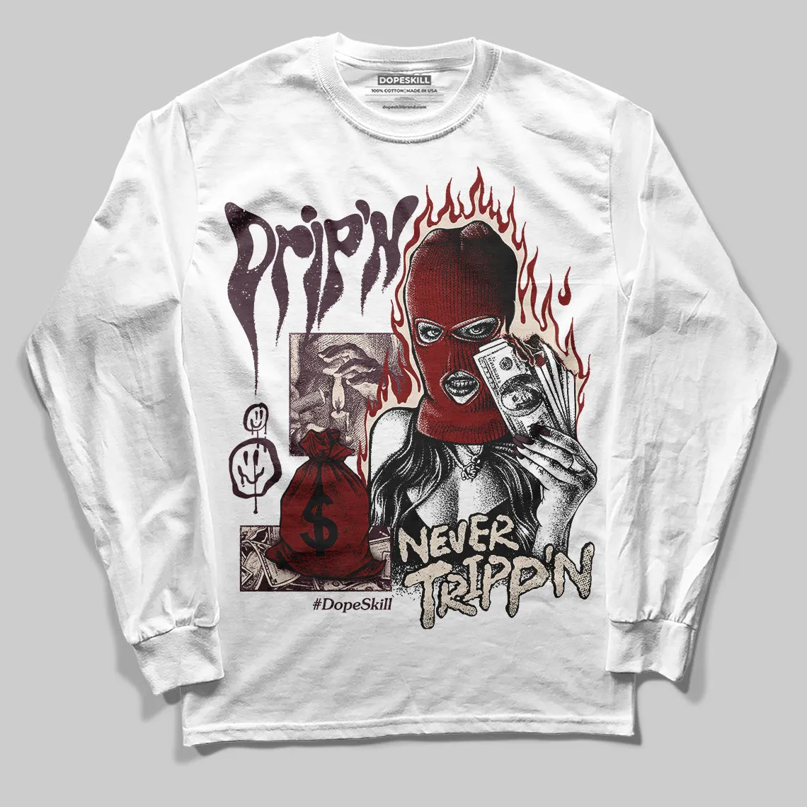 Samba OG Maroon Gold Metallic DopeSkill Long Sleeve T-Shirt Drip'n Never Tripp'n Graphic sold by DopeSkill