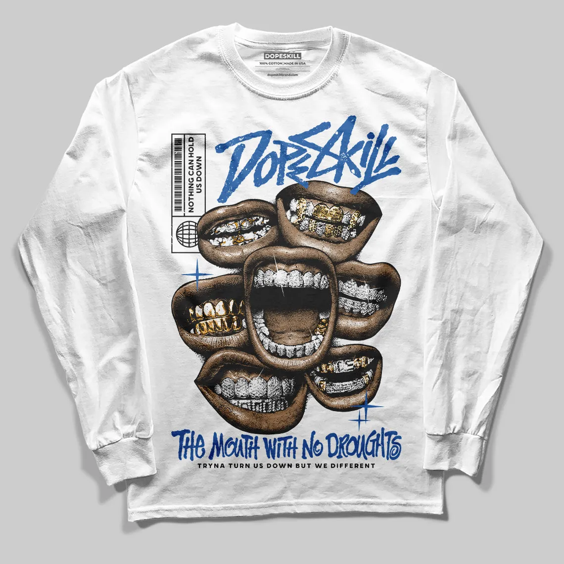 Blueberry 12s DopeSkill Long Sleeve T-shirt The Mouth With No Droughts Graphic sold by DopeSkill product image thumbnail 2