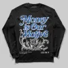 Blueberry 12s DopeSkill Long Sleeve T-shirt Money Is Our Motive Typo Graphic sold by DopeSkill