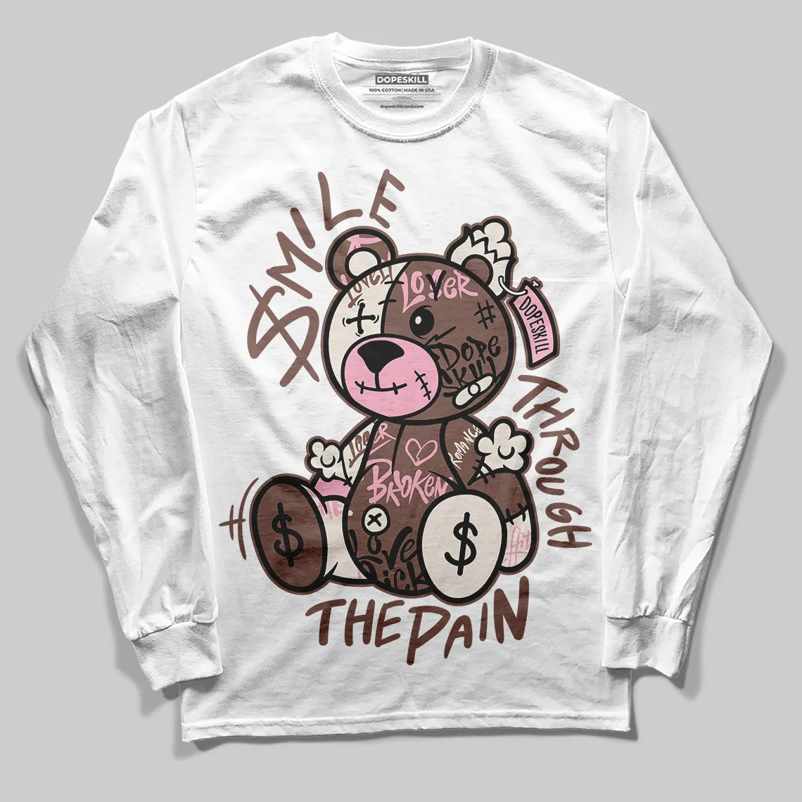 Campus 00s Dust Cargo Clear Pink DopeSkill Long Sleeve T-Shirt Smile Through The Pain Graphic sold by DopeSkill