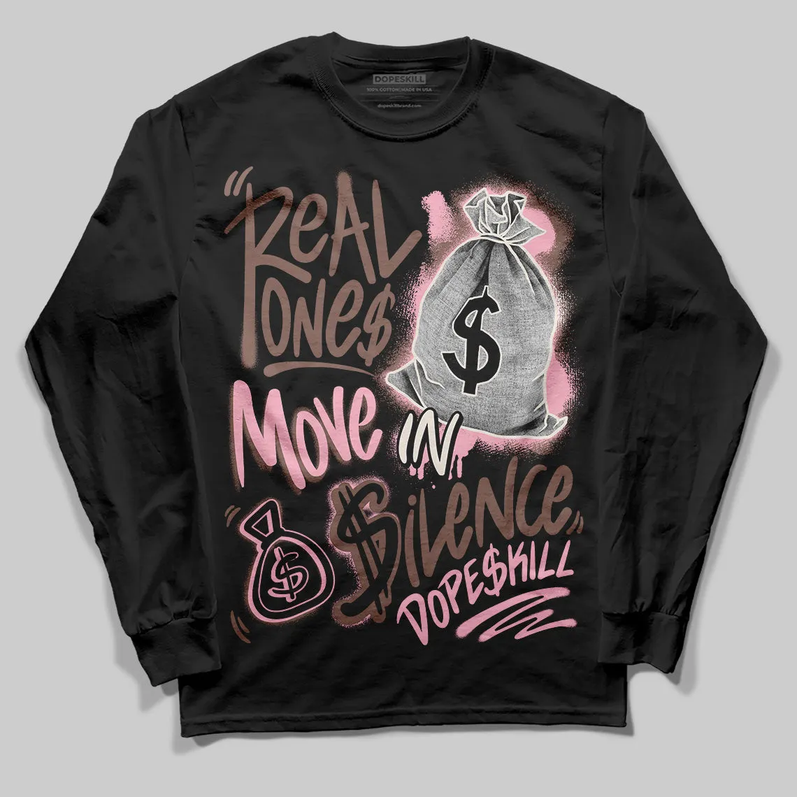 Campus 00s Dust Cargo Clear Pink DopeSkill Long Sleeve T-Shirt Real Ones Move In Silence Graphic sold by DopeSkill product image thumbnail 2