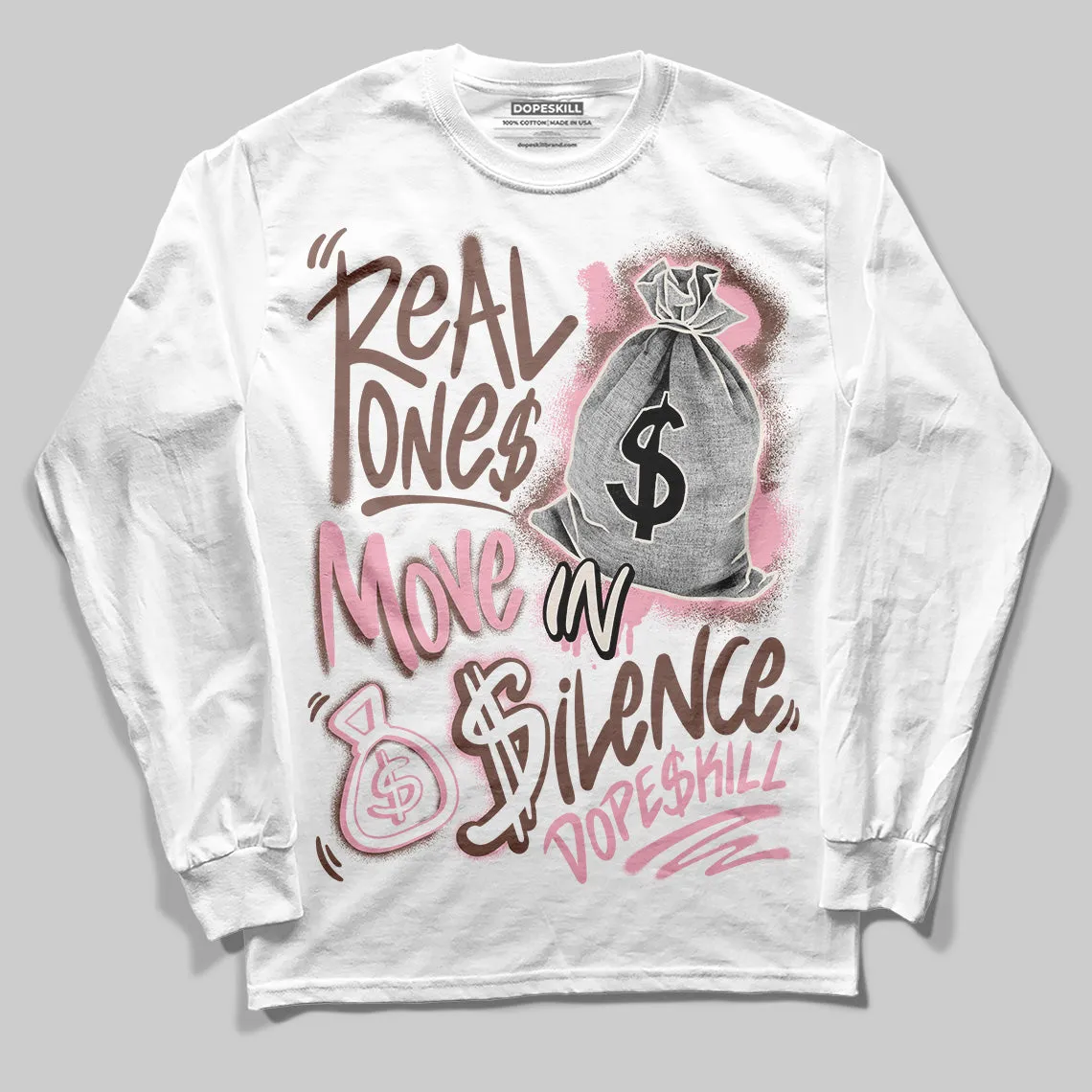 Campus 00s Dust Cargo Clear Pink DopeSkill Long Sleeve T-Shirt Real Ones Move In Silence Graphic sold by DopeSkill