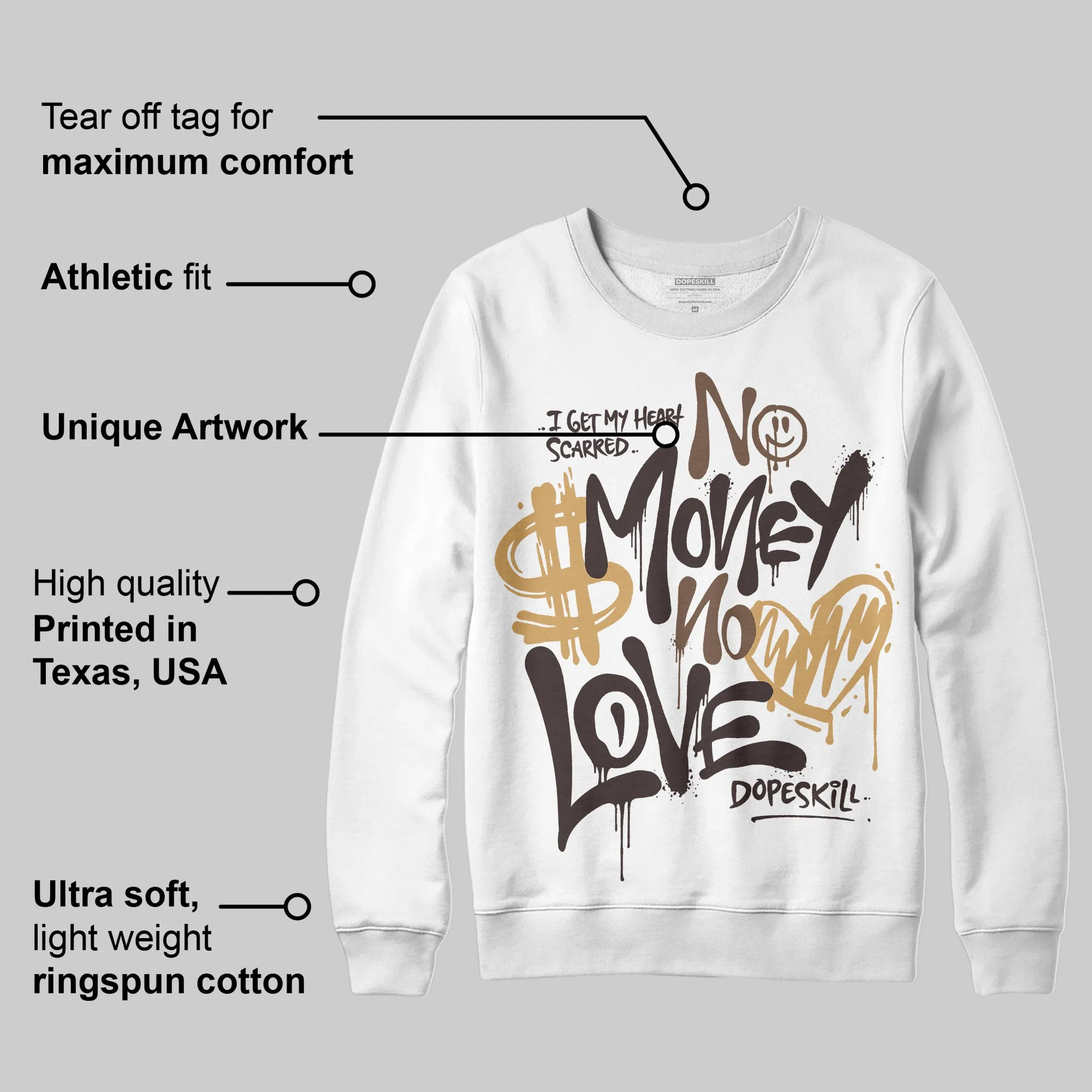 Earth 5s DopeSkill Sweatshirt No Money No Love Typo Graphic sold by DopeSkill product image thumbnail 3