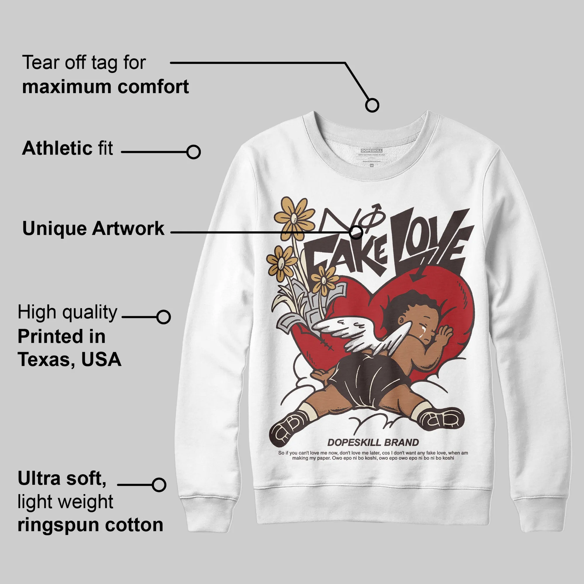 Earth 5s DopeSkill Sweatshirt No Fake Love Graphic sold by DopeSkill product image thumbnail 3