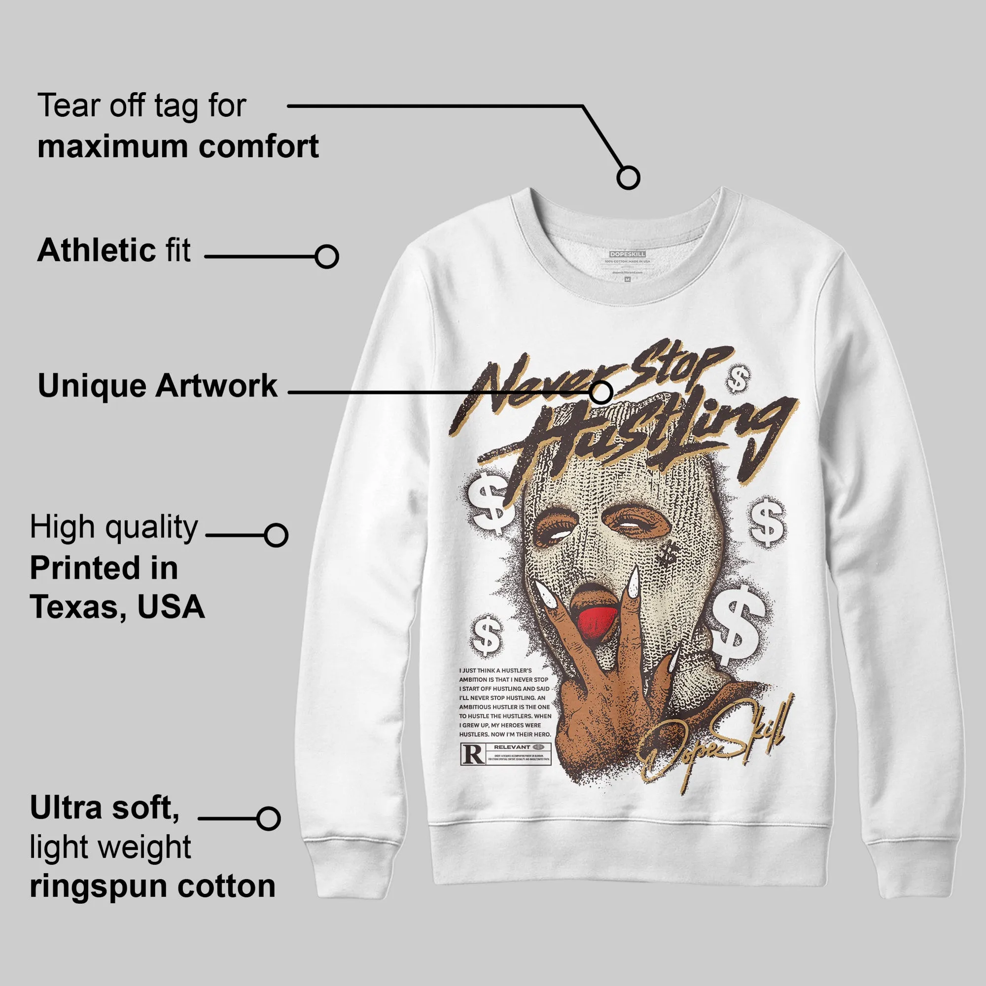 Earth 5s DopeSkill Sweatshirt Never Stop Hustling Graphic sold by DopeSkill product image thumbnail 3