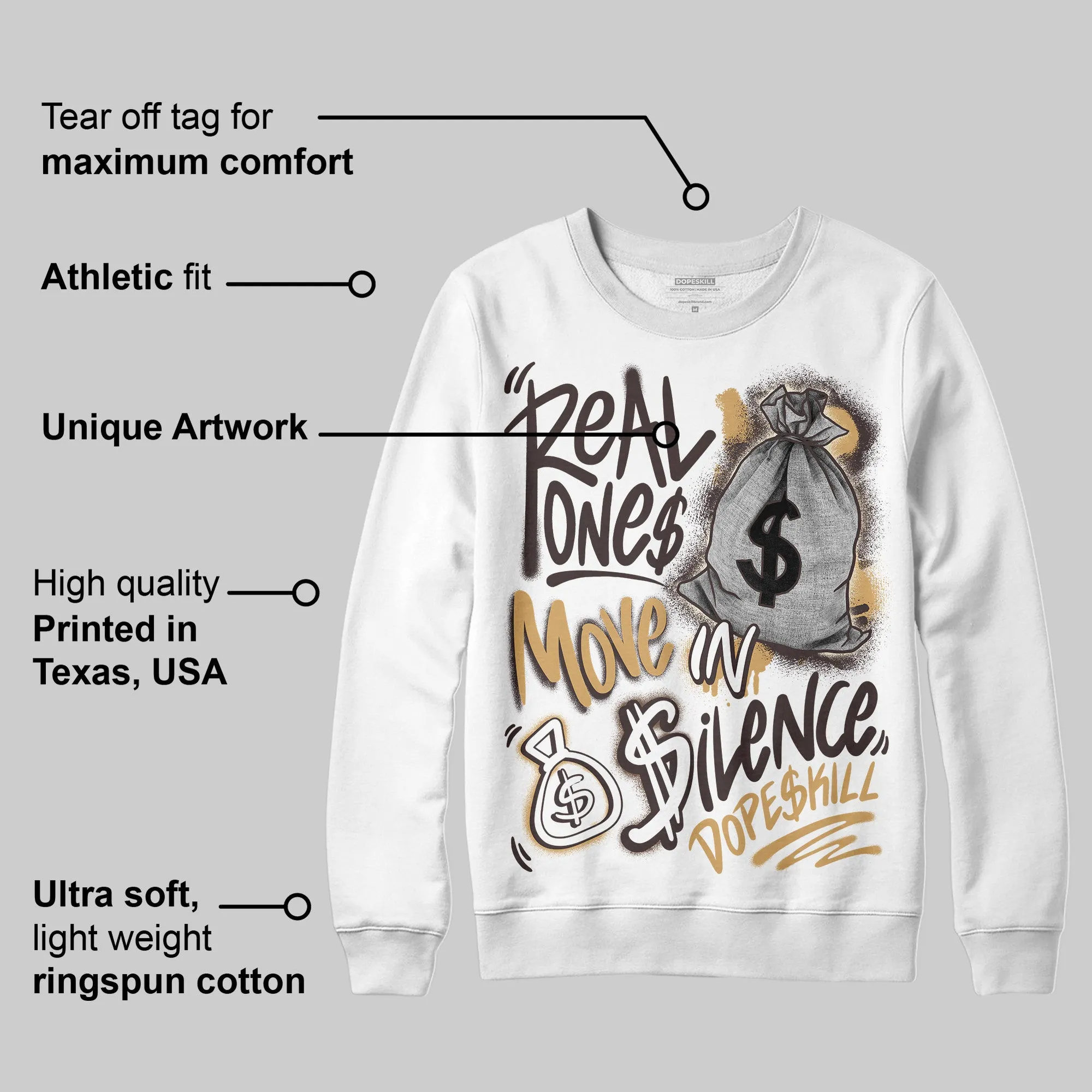 Earth 5s DopeSkill Sweatshirt Real Ones Move In Silence Graphic sold by DopeSkill product image thumbnail 3