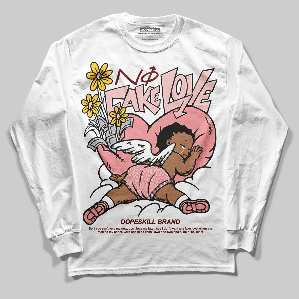 VALENTINE'S Day 3s DopeSkill Long Sleeve T-Shirt No Fake Love Graphic sold by DopeSkill