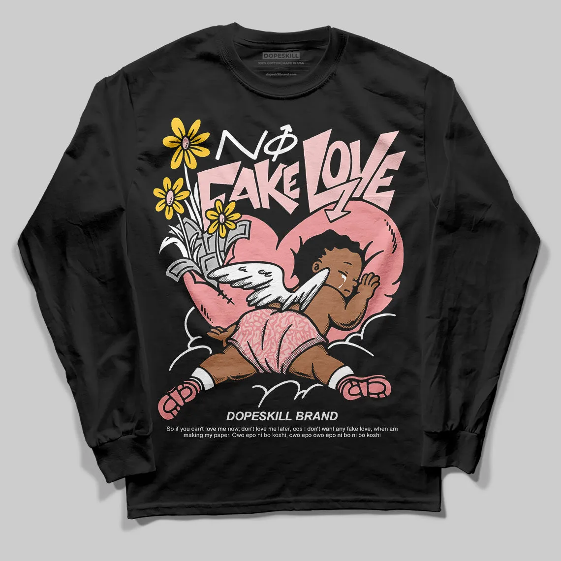 VALENTINE'S Day 3s DopeSkill Long Sleeve T-Shirt No Fake Love Graphic sold by DopeSkill product image thumbnail 2