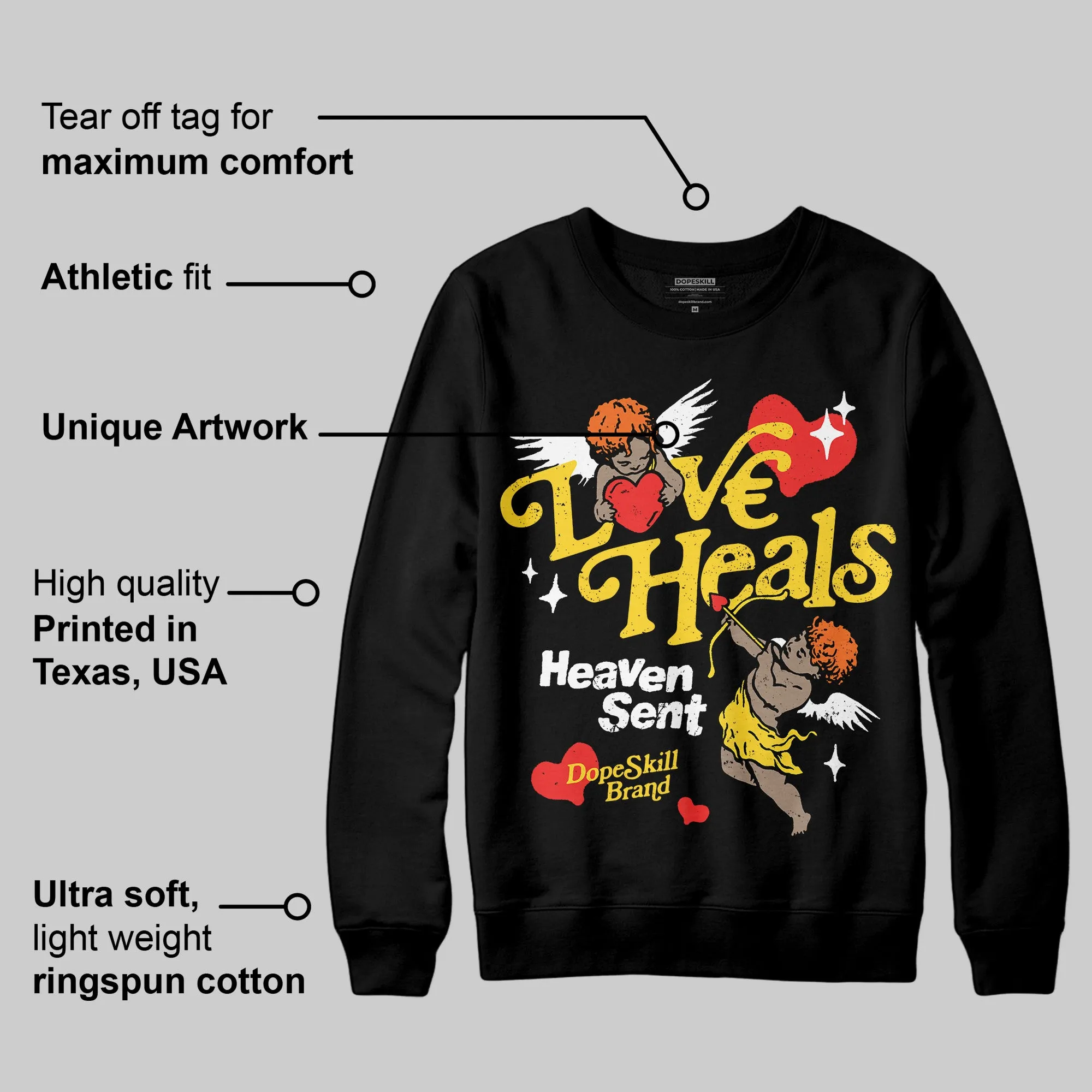 Black Tour Yellow AJ 4 Thunder DopeSkill Sweatshirt New Love Heals Graphic sold by DopeSkill product image thumbnail 3