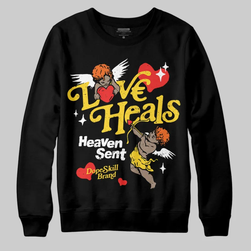 Black Tour Yellow AJ 4 Thunder DopeSkill Sweatshirt New Love Heals Graphic sold by DopeSkill