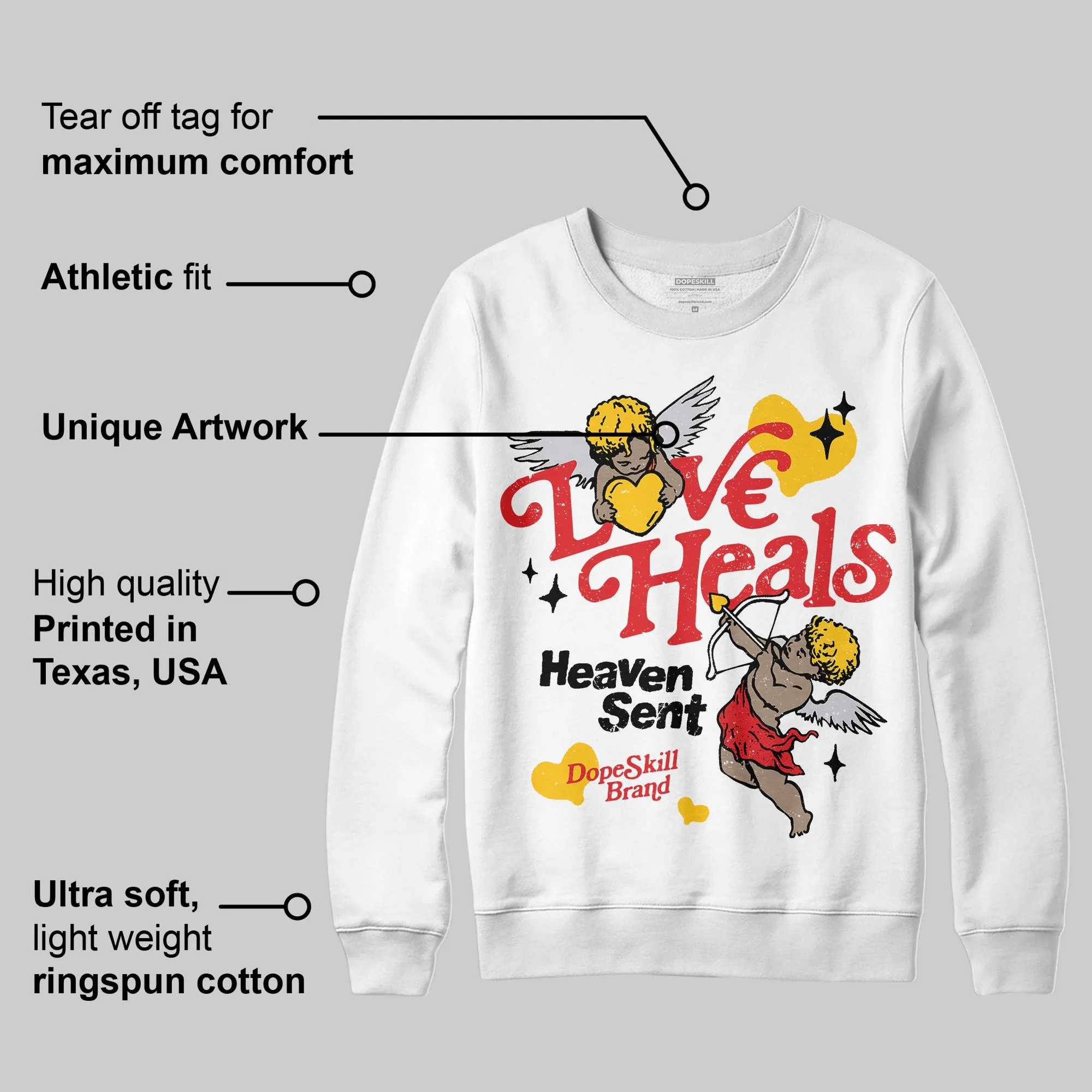 Red Cement 4s DopeSkill Sweatshirt New Love Heals Graphic sold by DopeSkill product image thumbnail 3
